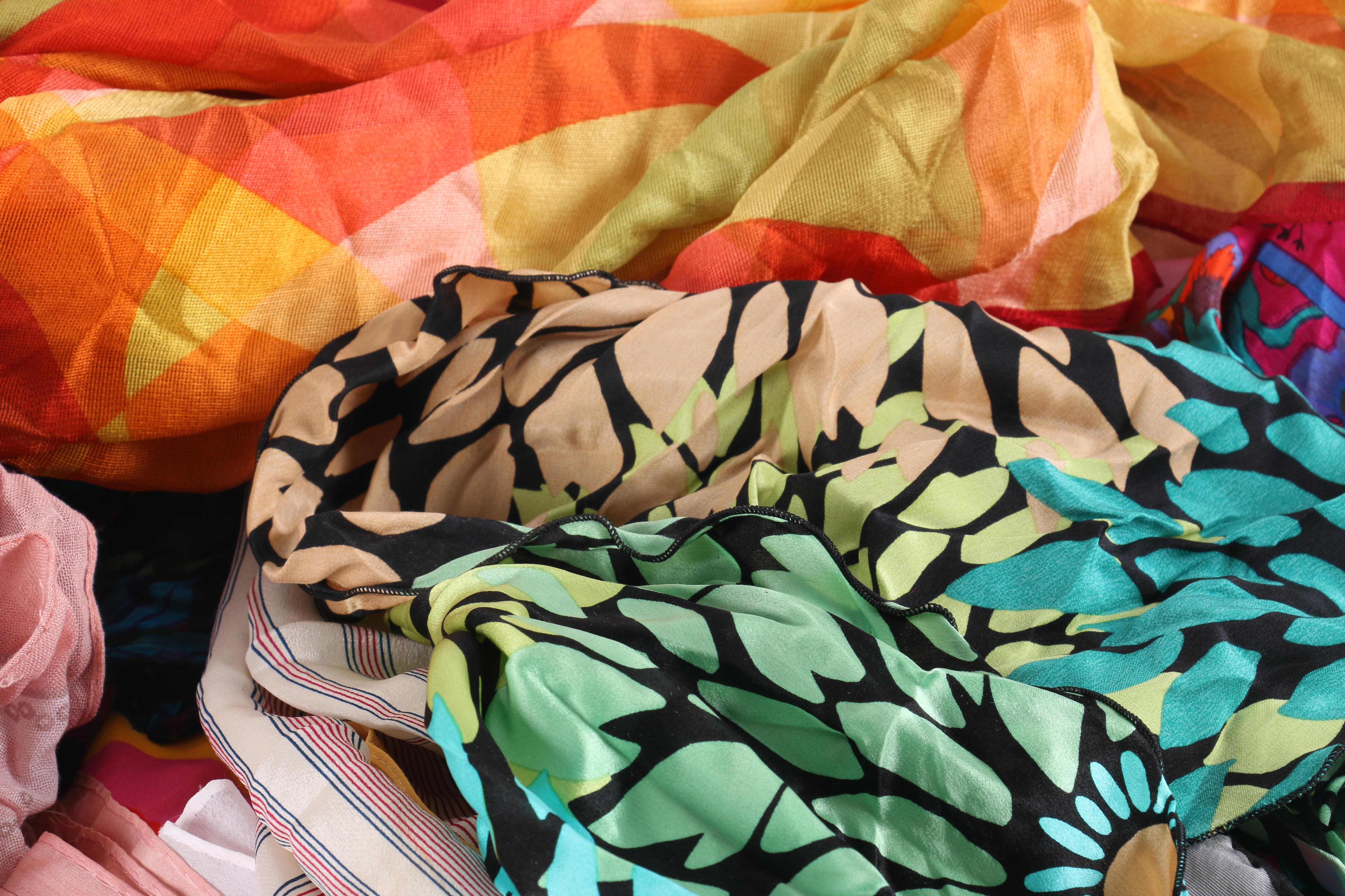 Large Assortment of Textiles and Scarves