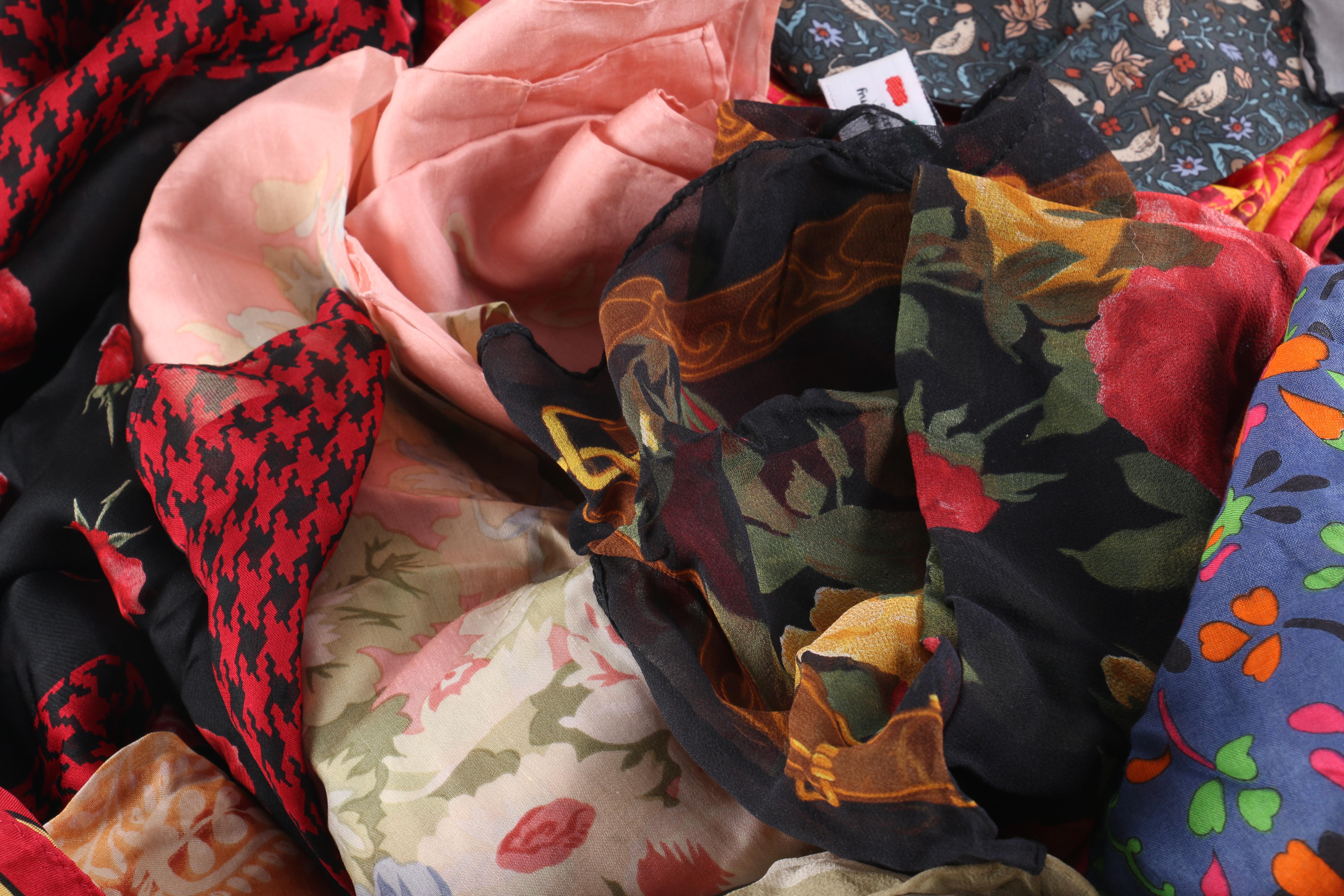 Large Assortment of Textiles and Scarves