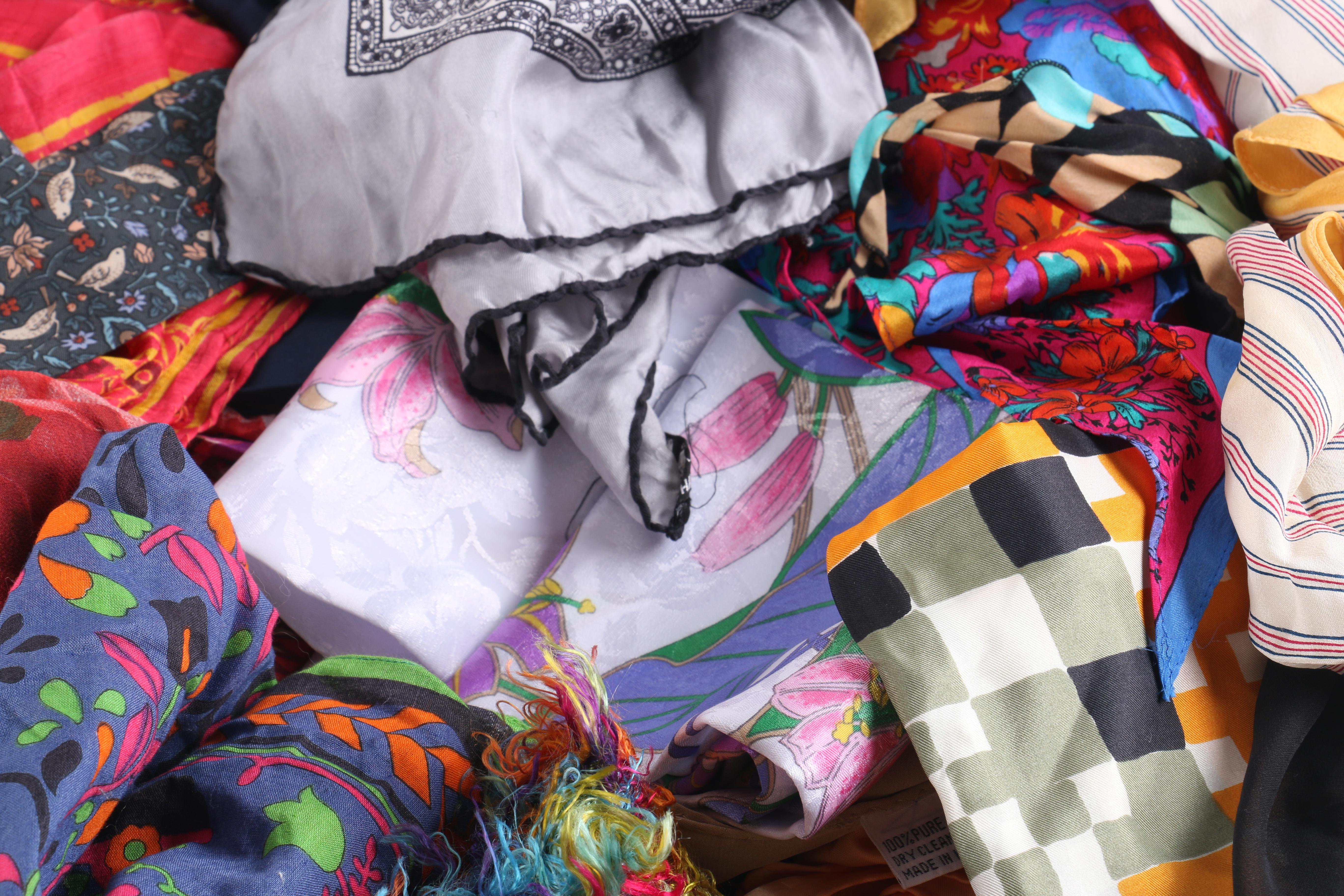 Large Assortment of Textiles and Scarves