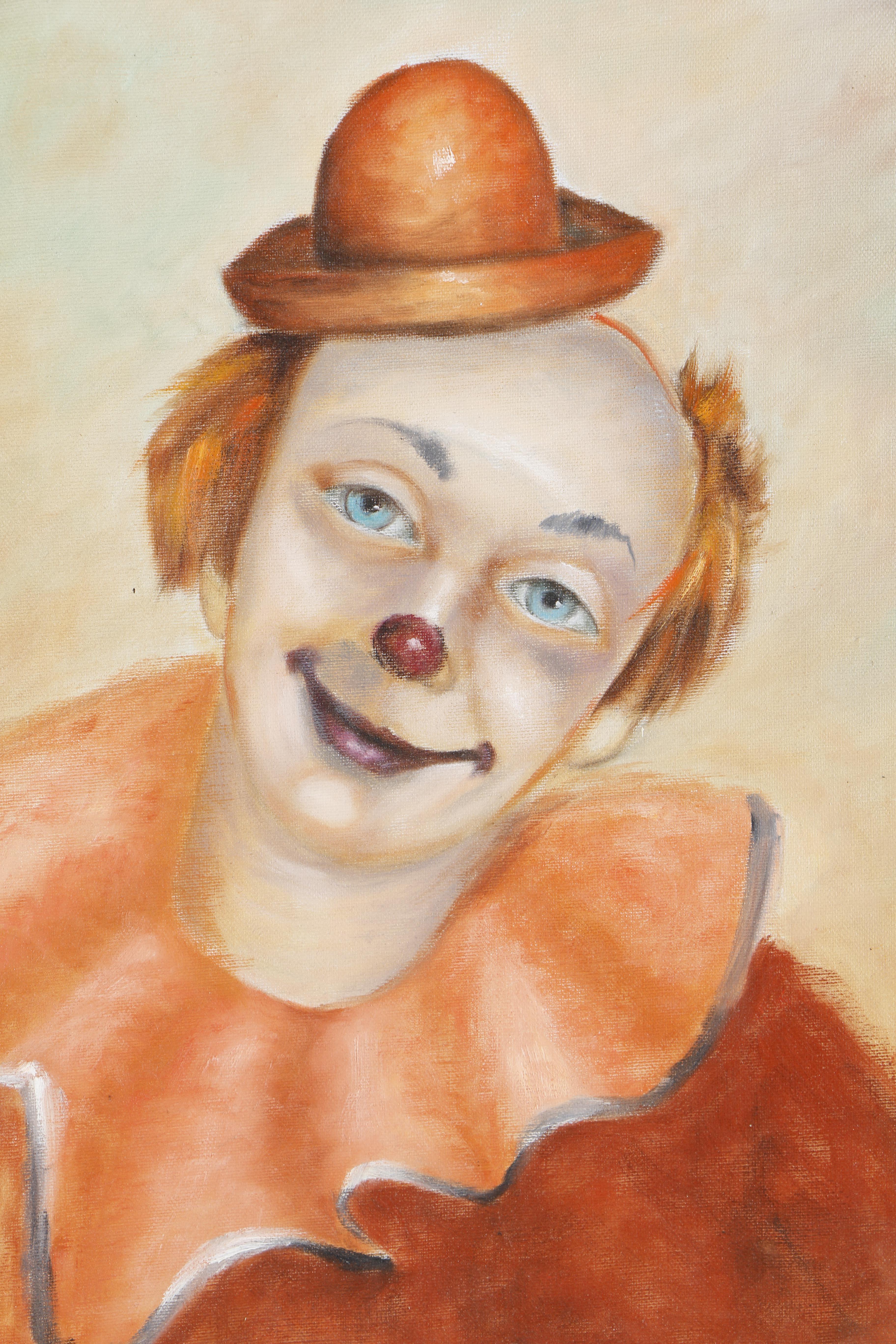 Signed Oil on Canvas of Clown