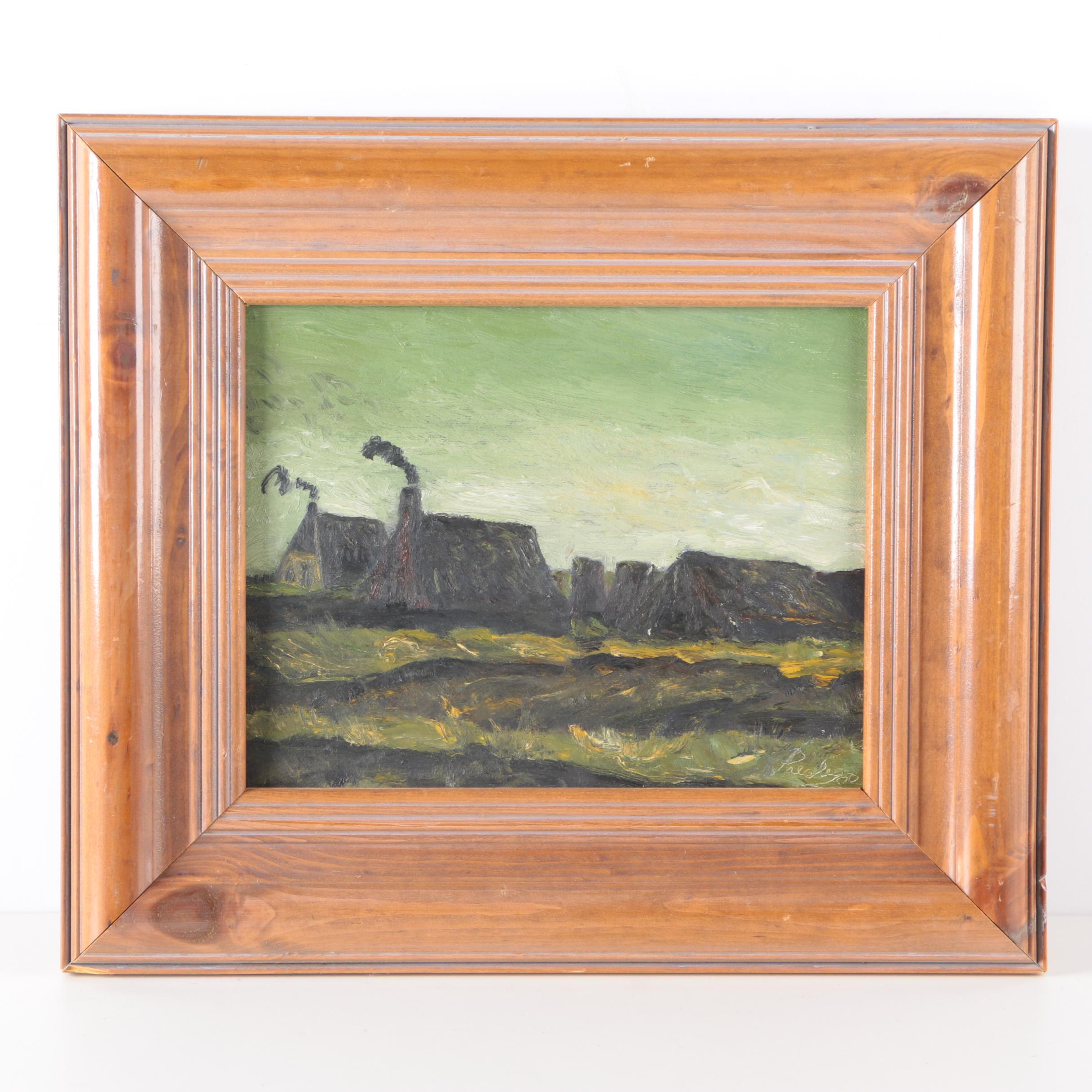 Oil Painting on Canvas After Vincent Van Gogh "Cottages"