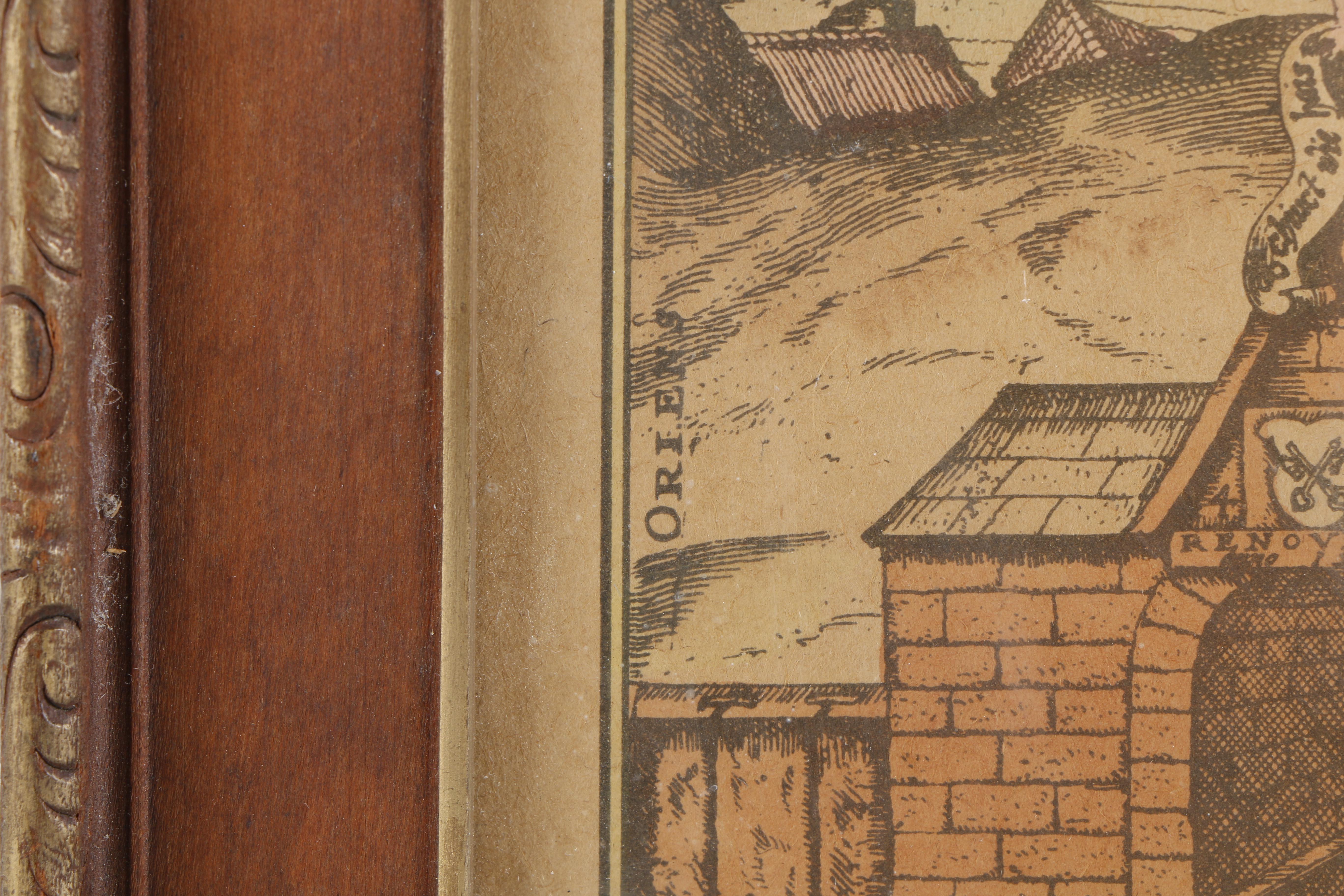 Hand Colored Reproduction of Engraved Bohemian City Map