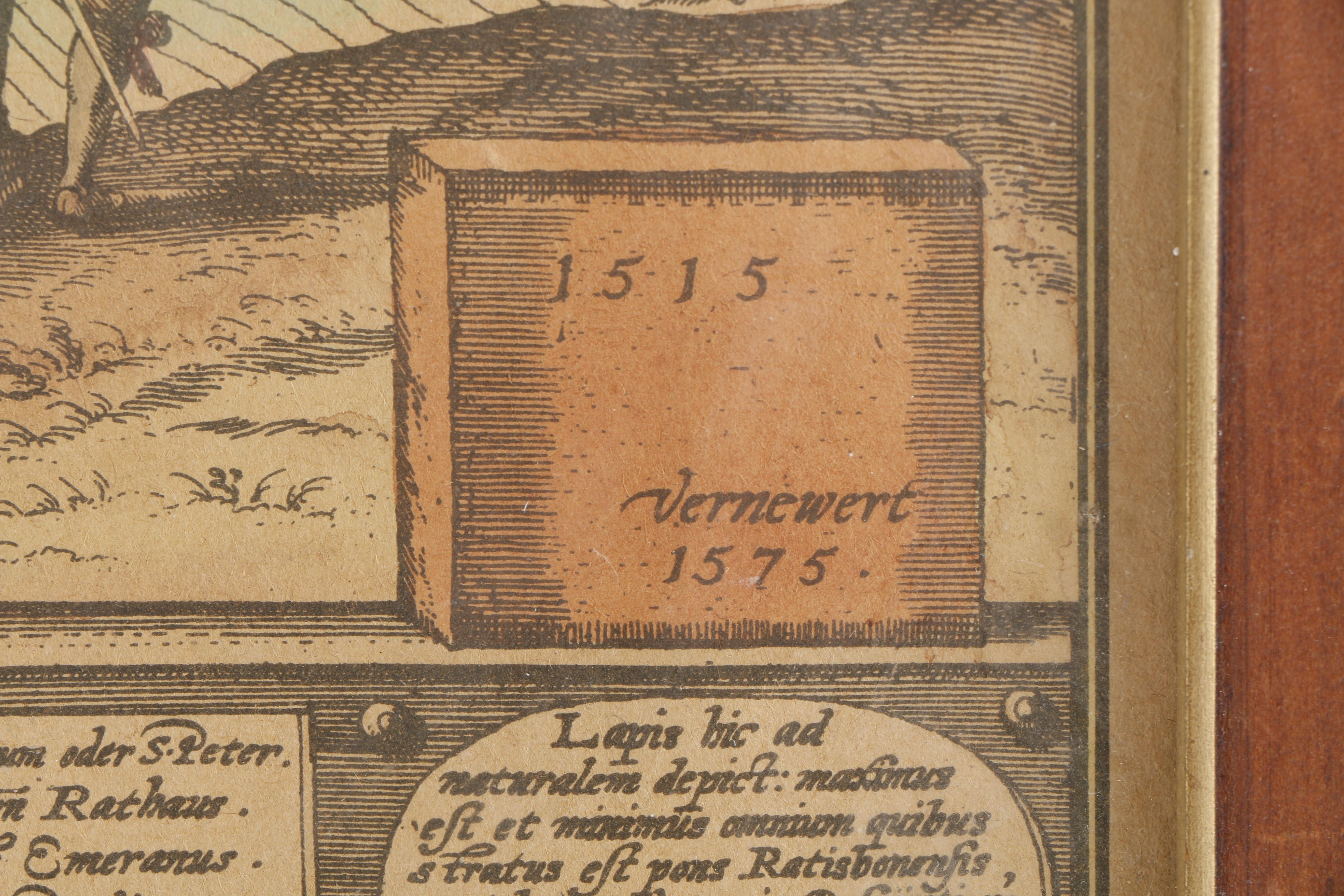 Hand Colored Reproduction of Engraved Bohemian City Map