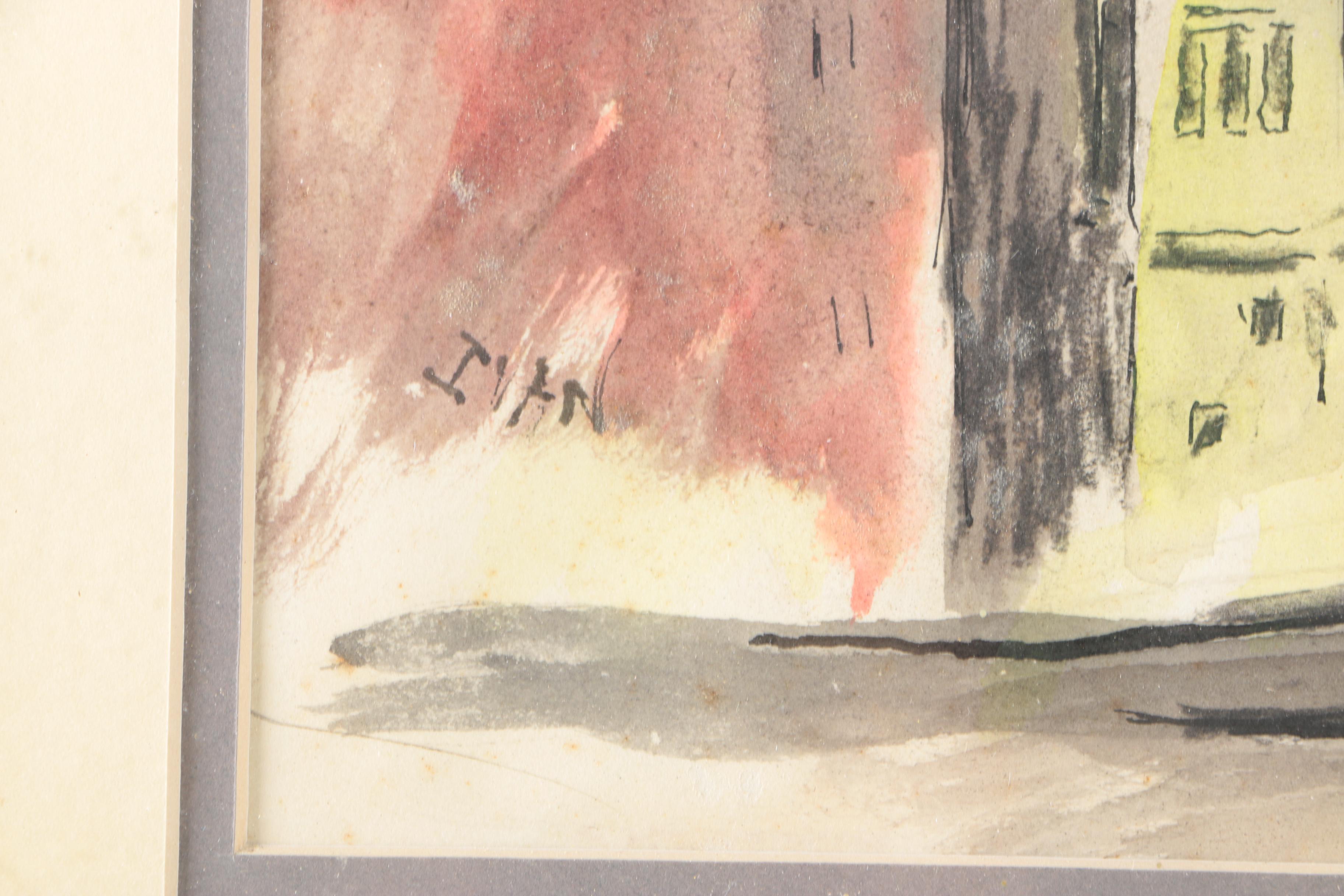 Signed Watercolor Sketch of Chicago Marina Towers