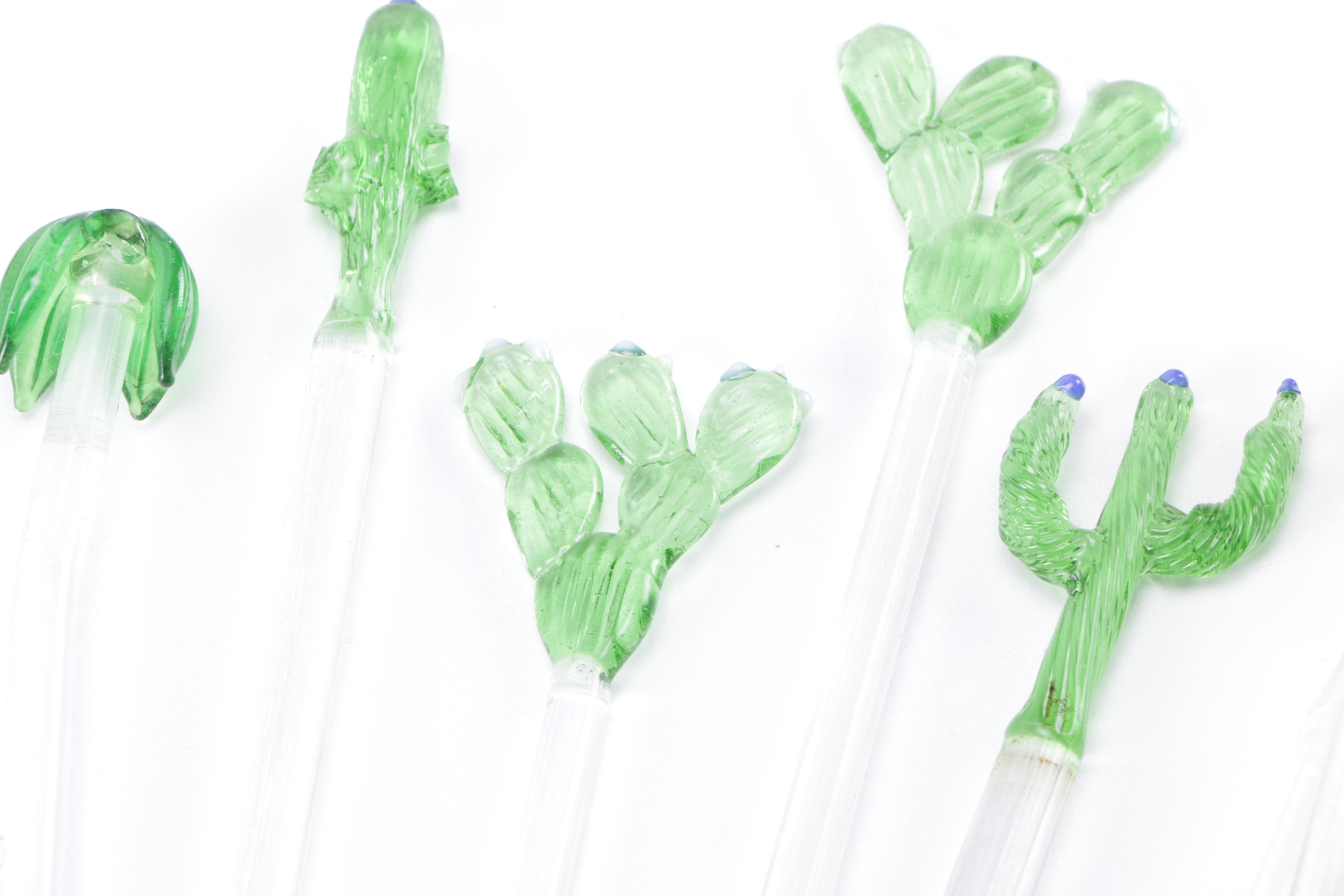 Collection of Vintage Glass Cocktail Stirrers