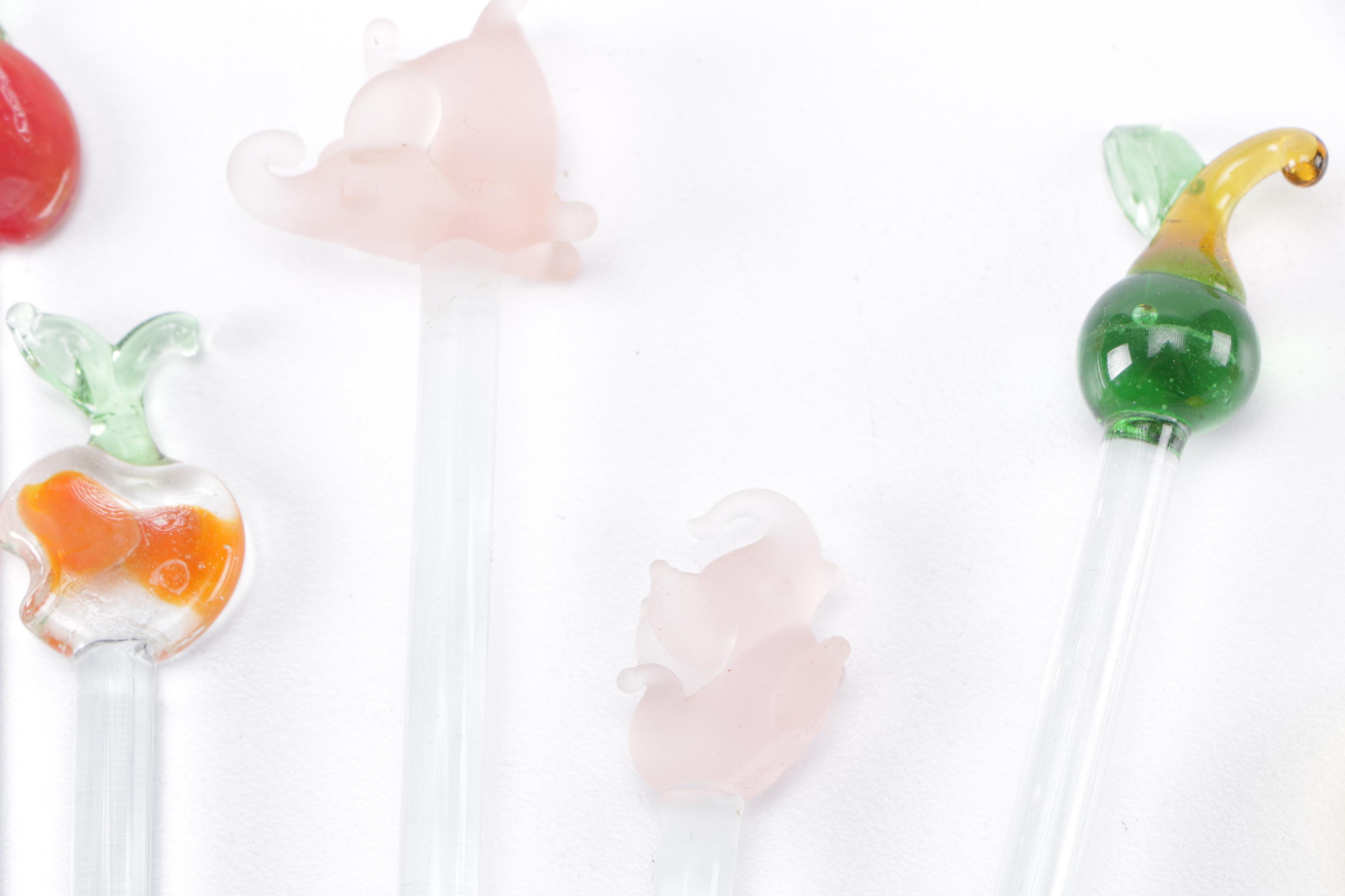 Collection of Vintage Glass Cocktail Stirrers