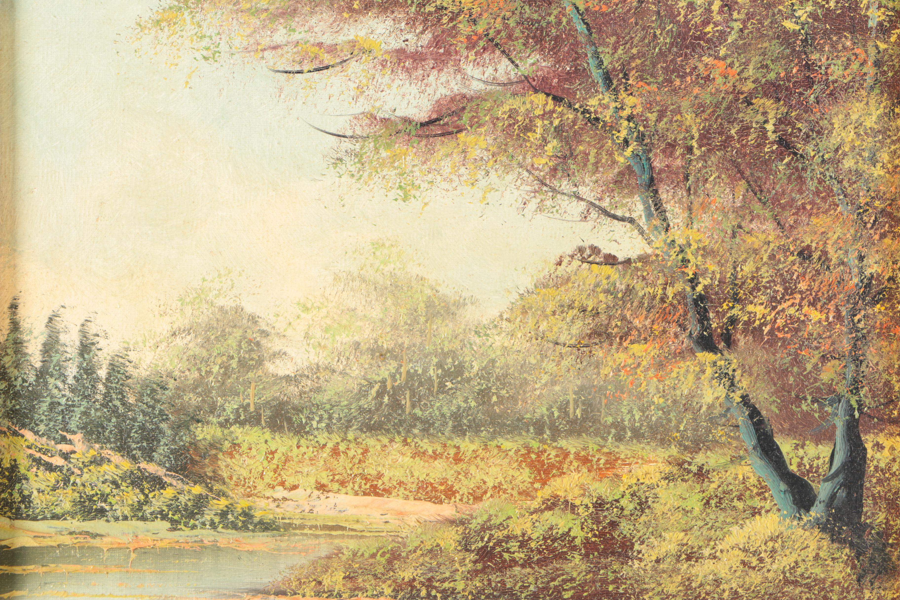 Signed Oil on Canvas Landscape Painting