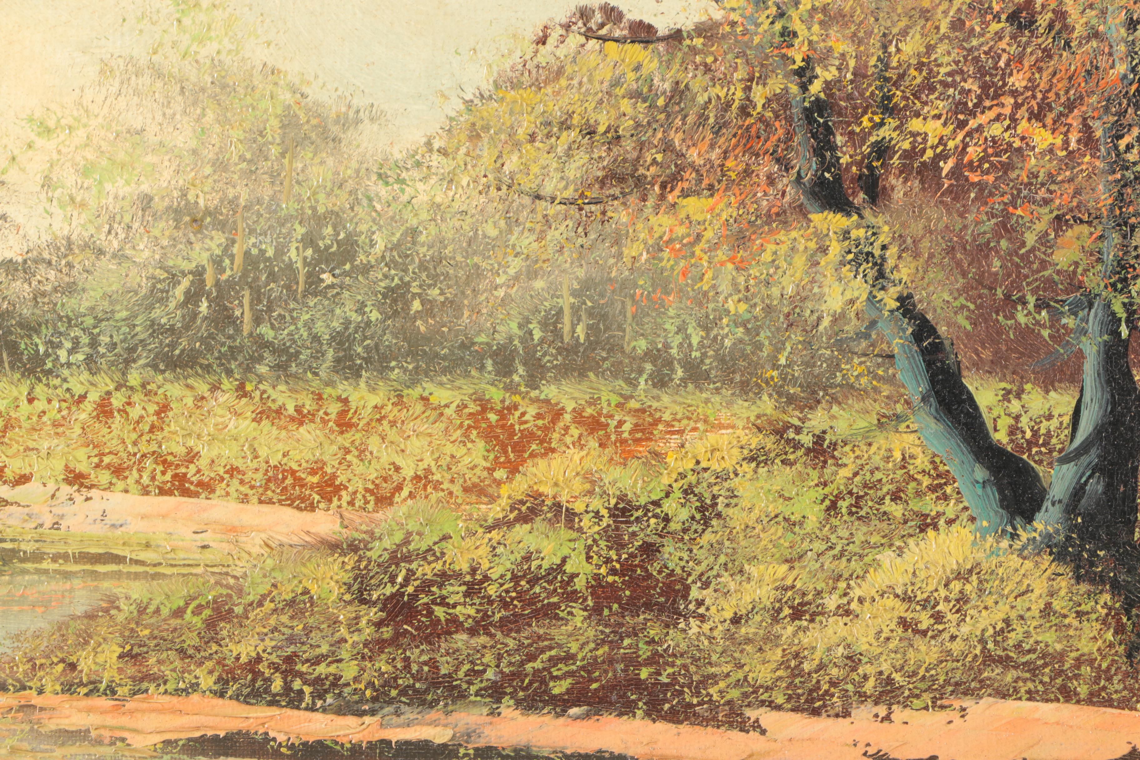 Signed Oil on Canvas Landscape Painting