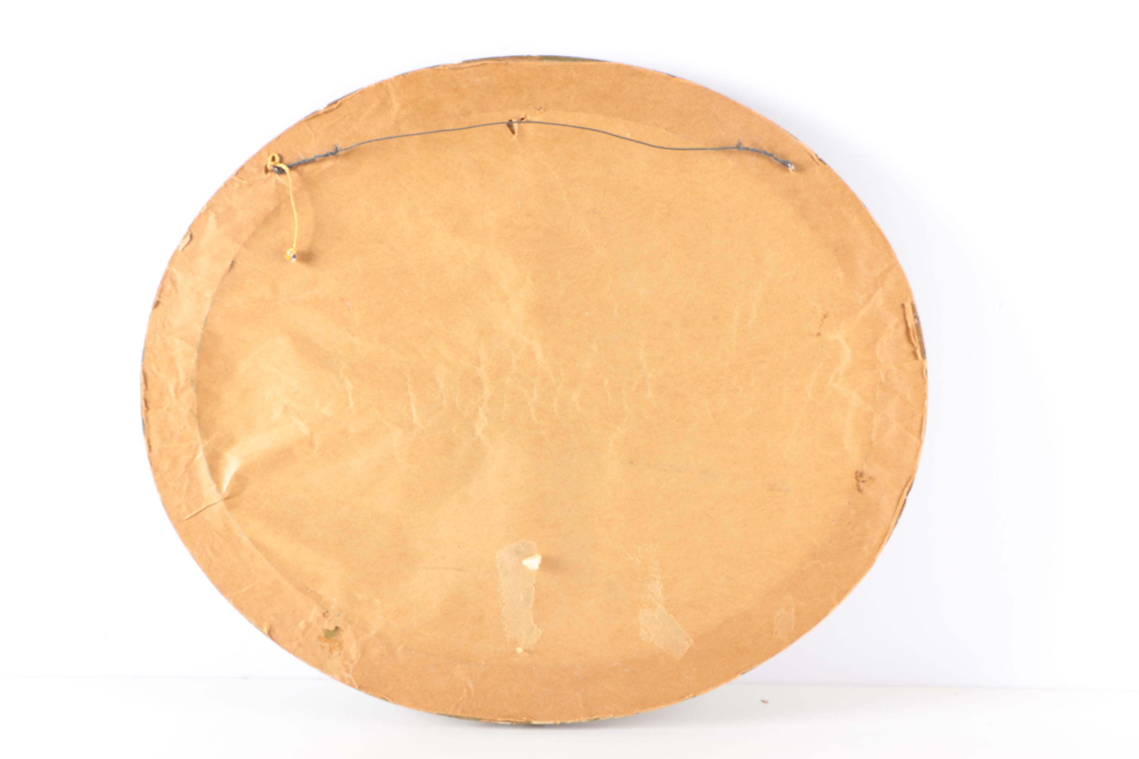 Signed Oil on Canvas Board Painting of Homestead in Oval Frame