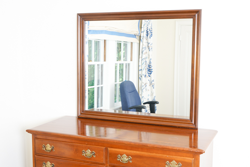 Ethan Allen Early American Solid Cherry Dresser and Mirror