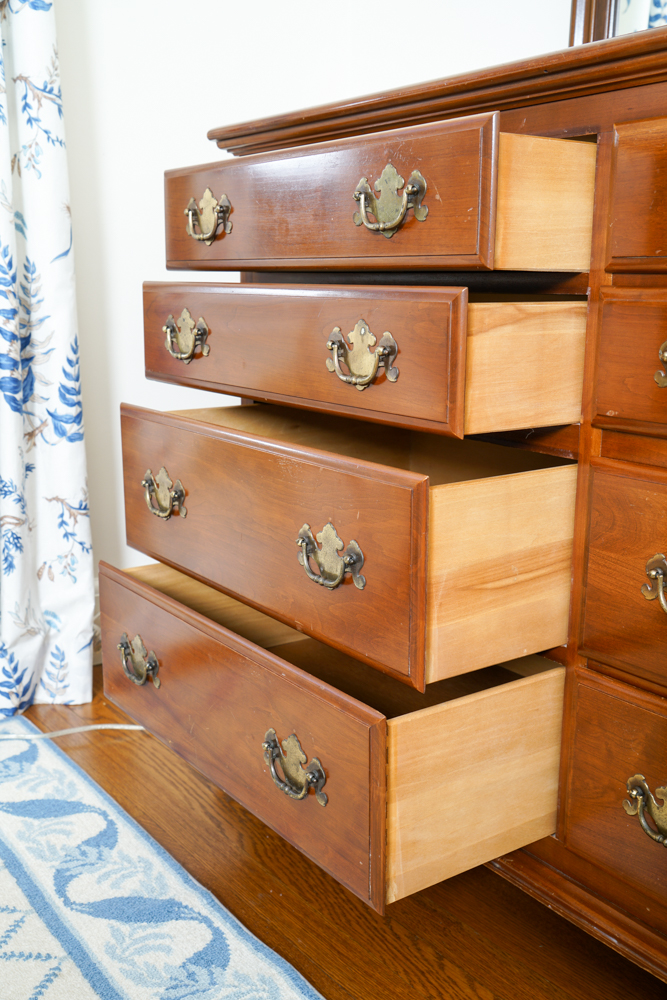 Ethan Allen Early American Solid Cherry Dresser and Mirror