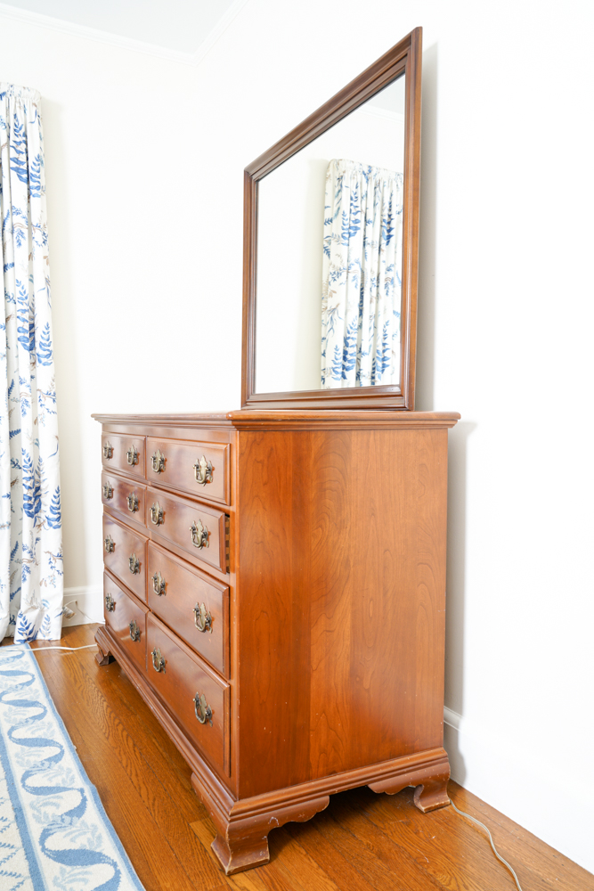Ethan Allen Early American Solid Cherry Dresser and Mirror