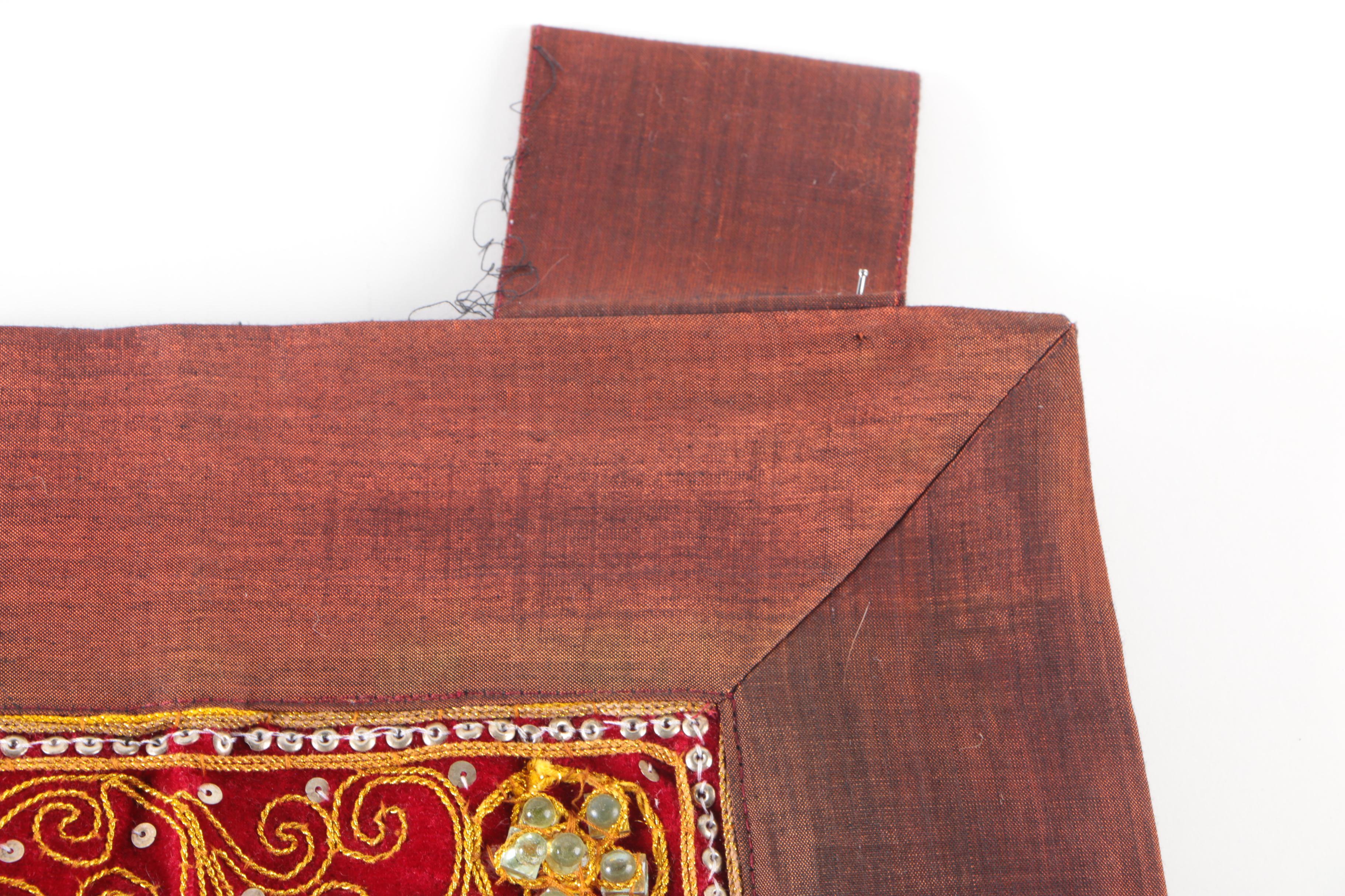 Indian Peacock Embroidered and Sequined Wall Hanging