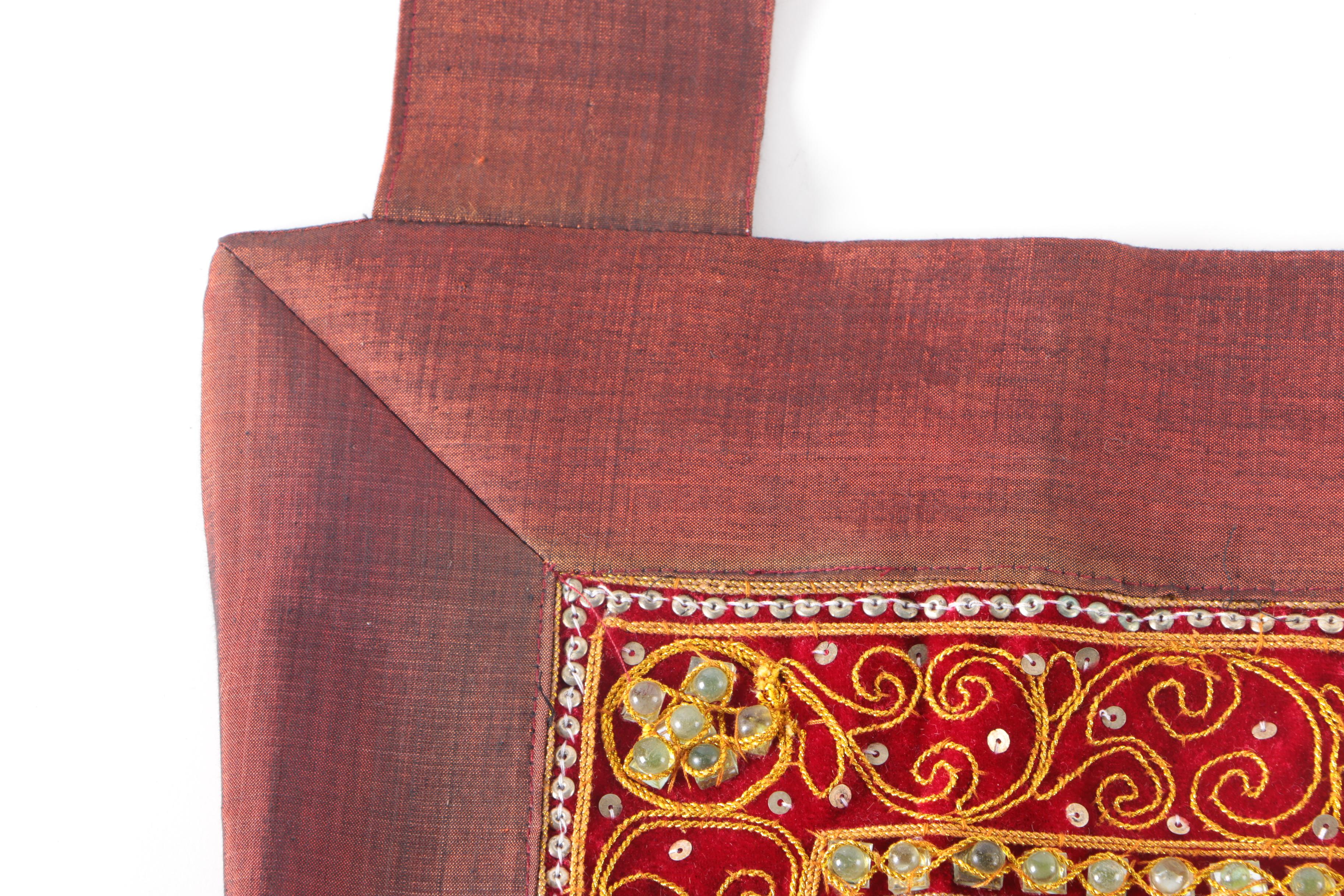 Indian Peacock Embroidered and Sequined Wall Hanging