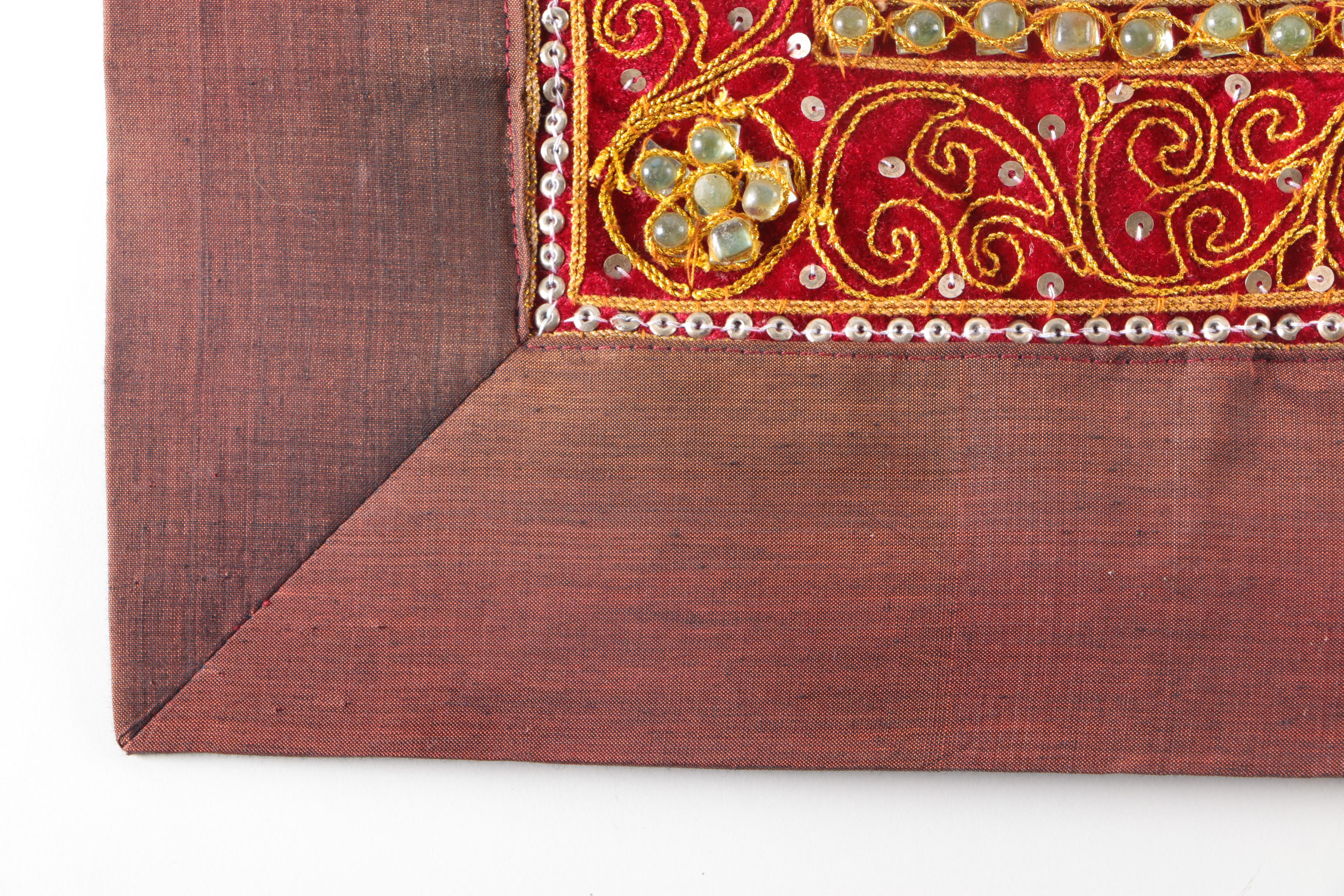 Indian Peacock Embroidered and Sequined Wall Hanging