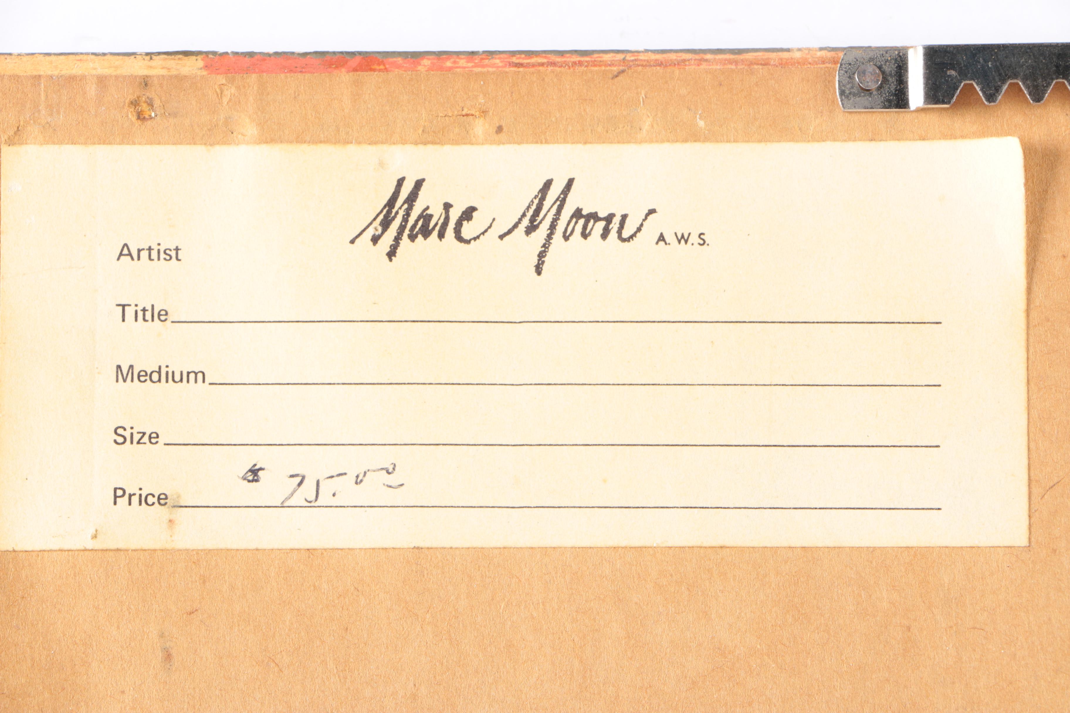 Marc Moon Watercolor Painting on Paper of Winter Landscape