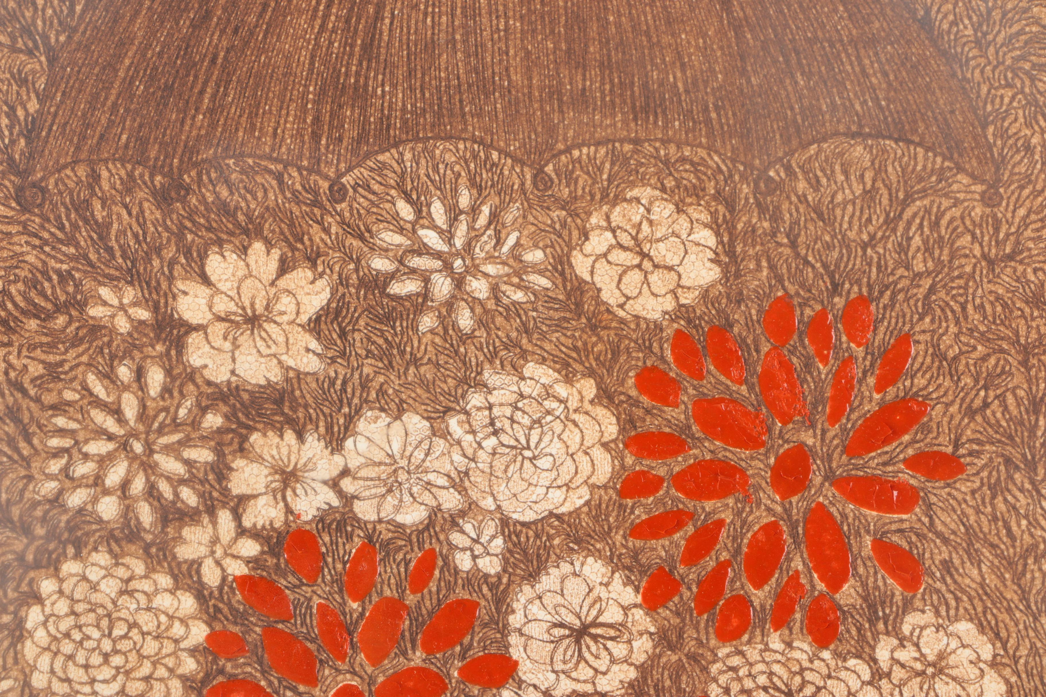 Joy Jerviss Limited Edition Hand Colored Etching "Flower Cart"