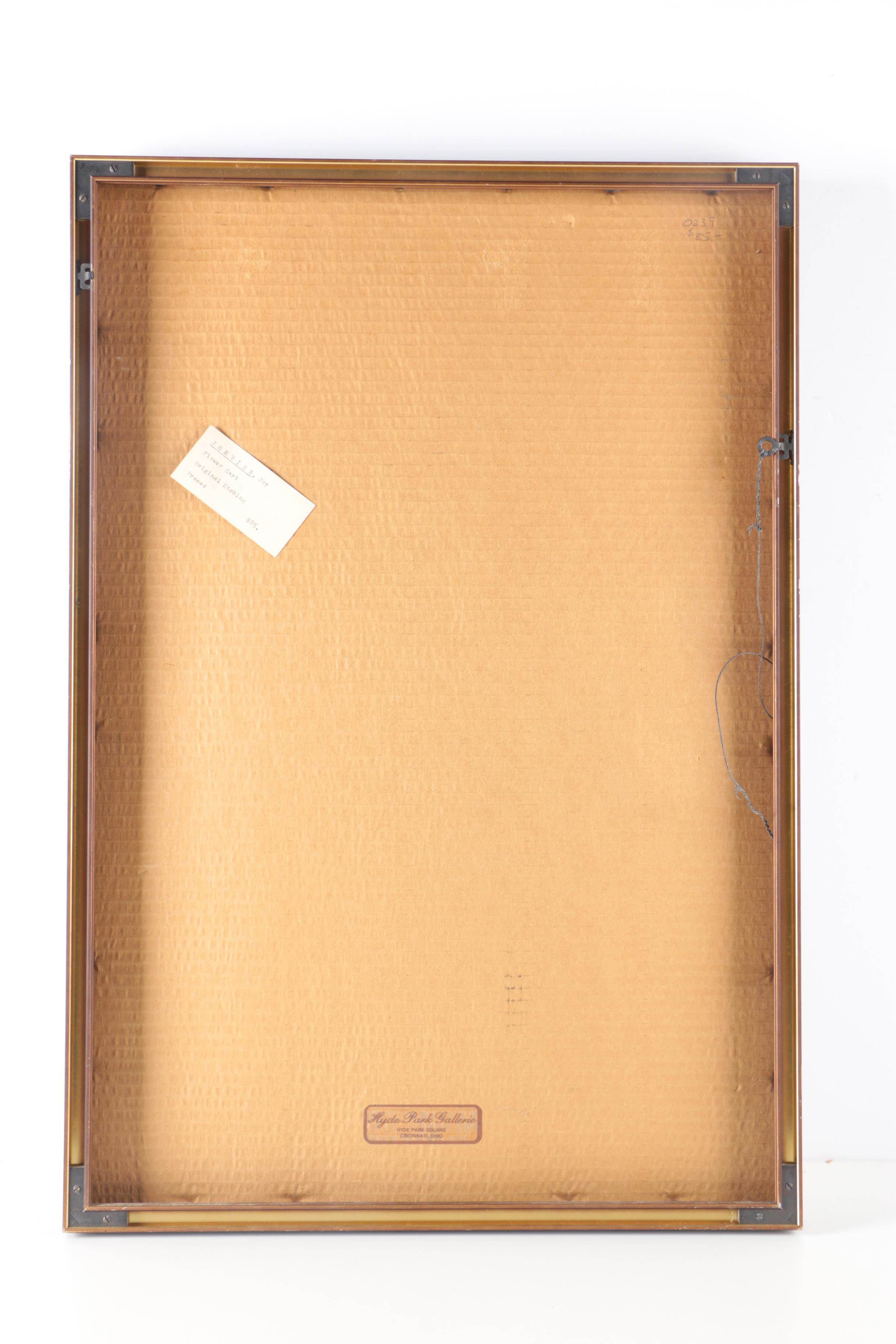 Joy Jerviss Limited Edition Hand Colored Etching "Flower Cart"