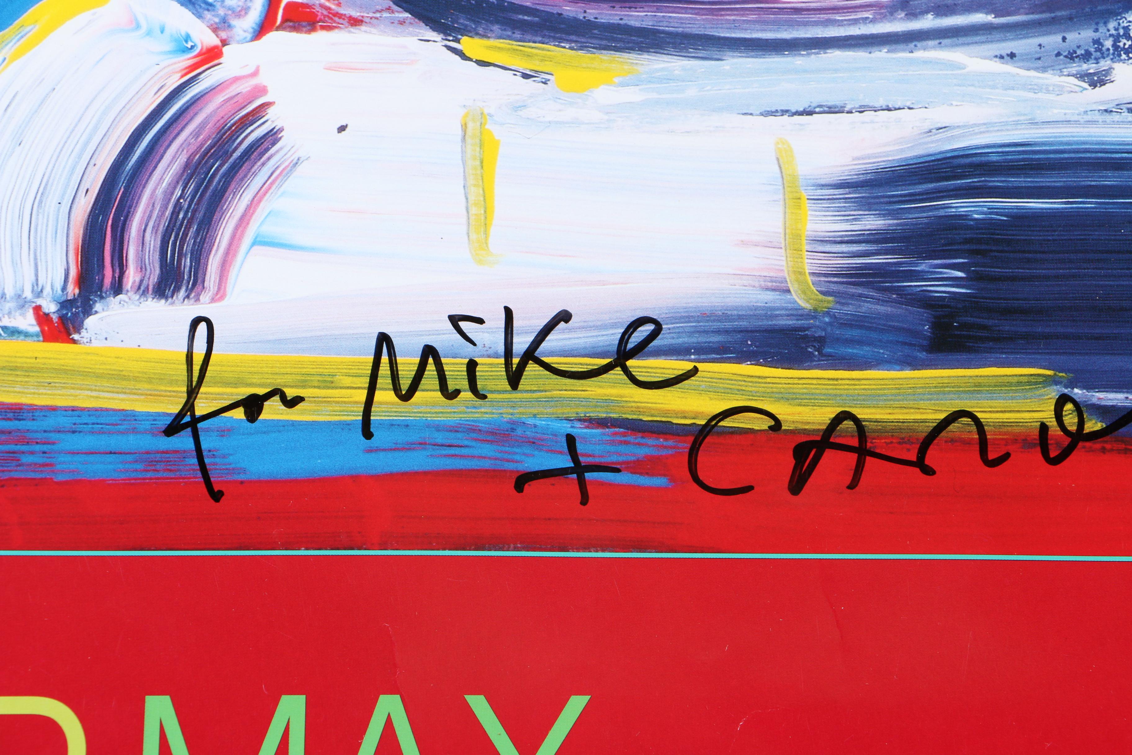 Peter Max Offset Lithographic Poster "Flowers in Blue Vase II" With Personal Dedication