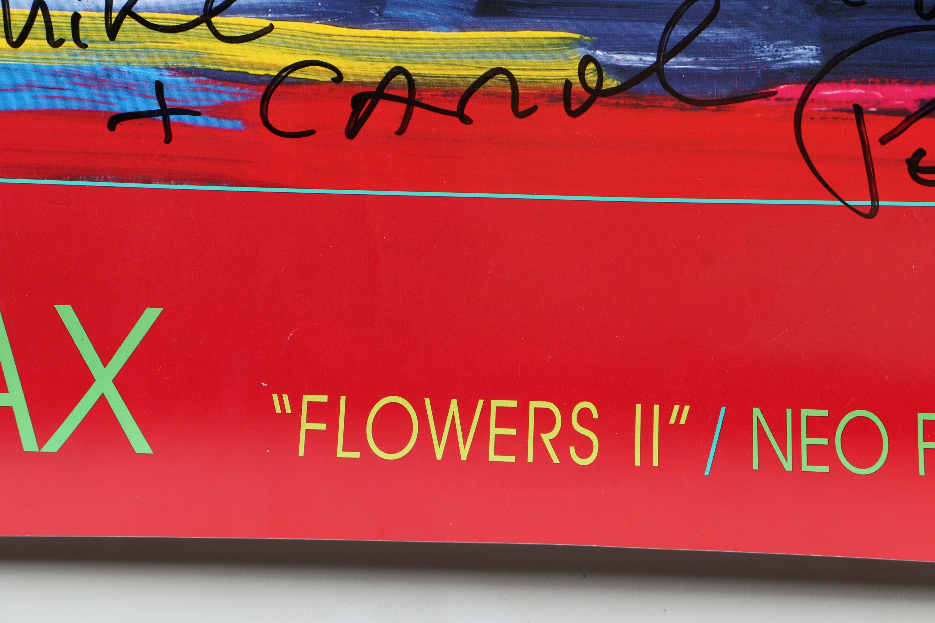 Peter Max Offset Lithographic Poster "Flowers in Blue Vase II" With Personal Dedication