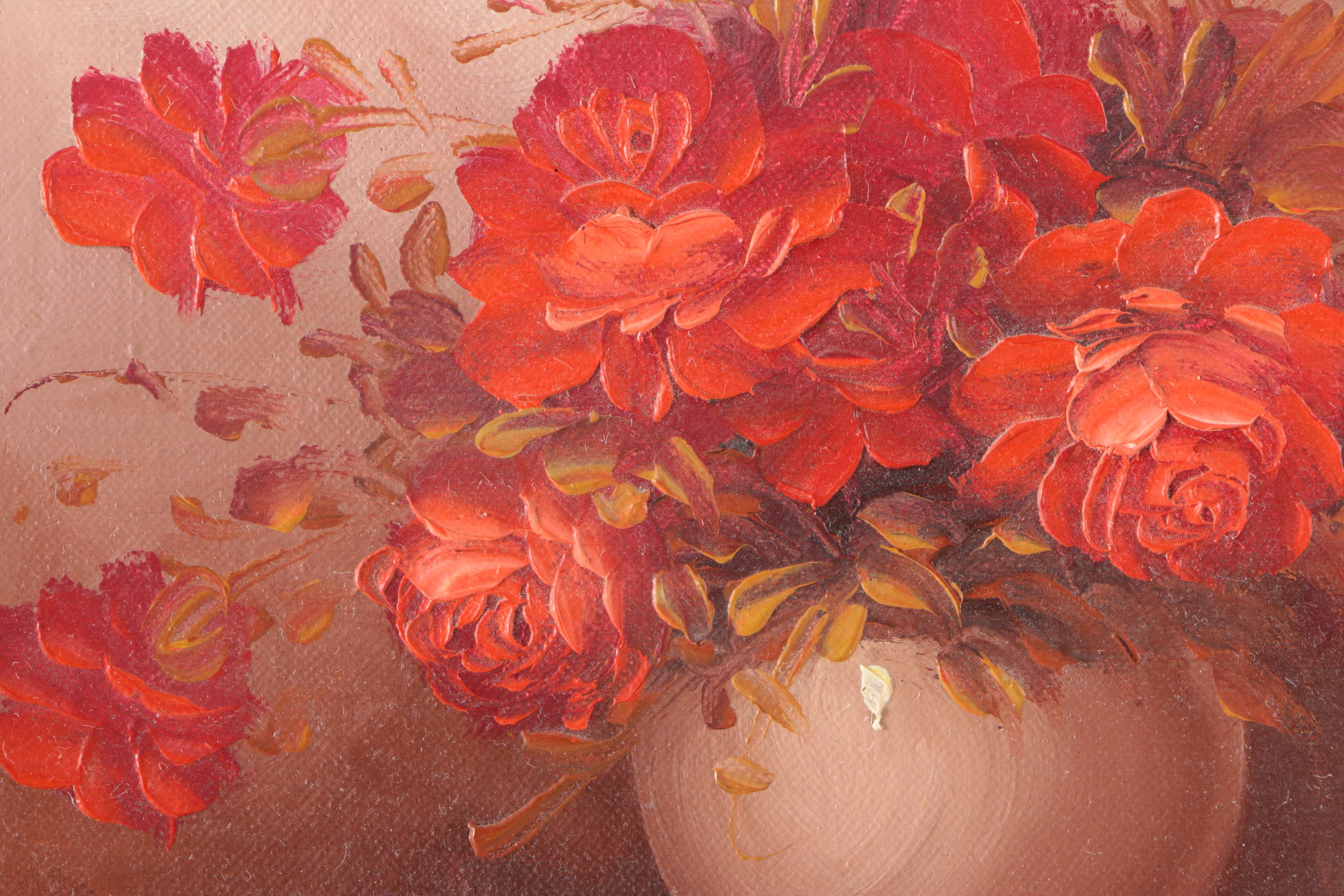 Framed Original Floral Oil Paintings on Canvas