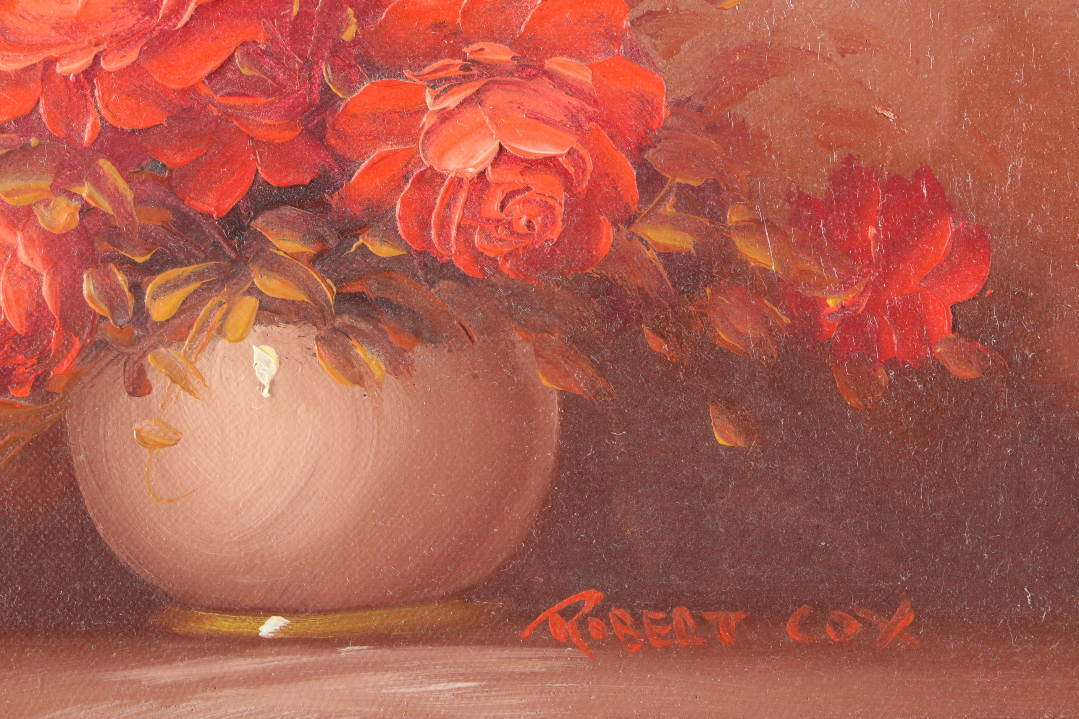 Framed Original Floral Oil Paintings on Canvas