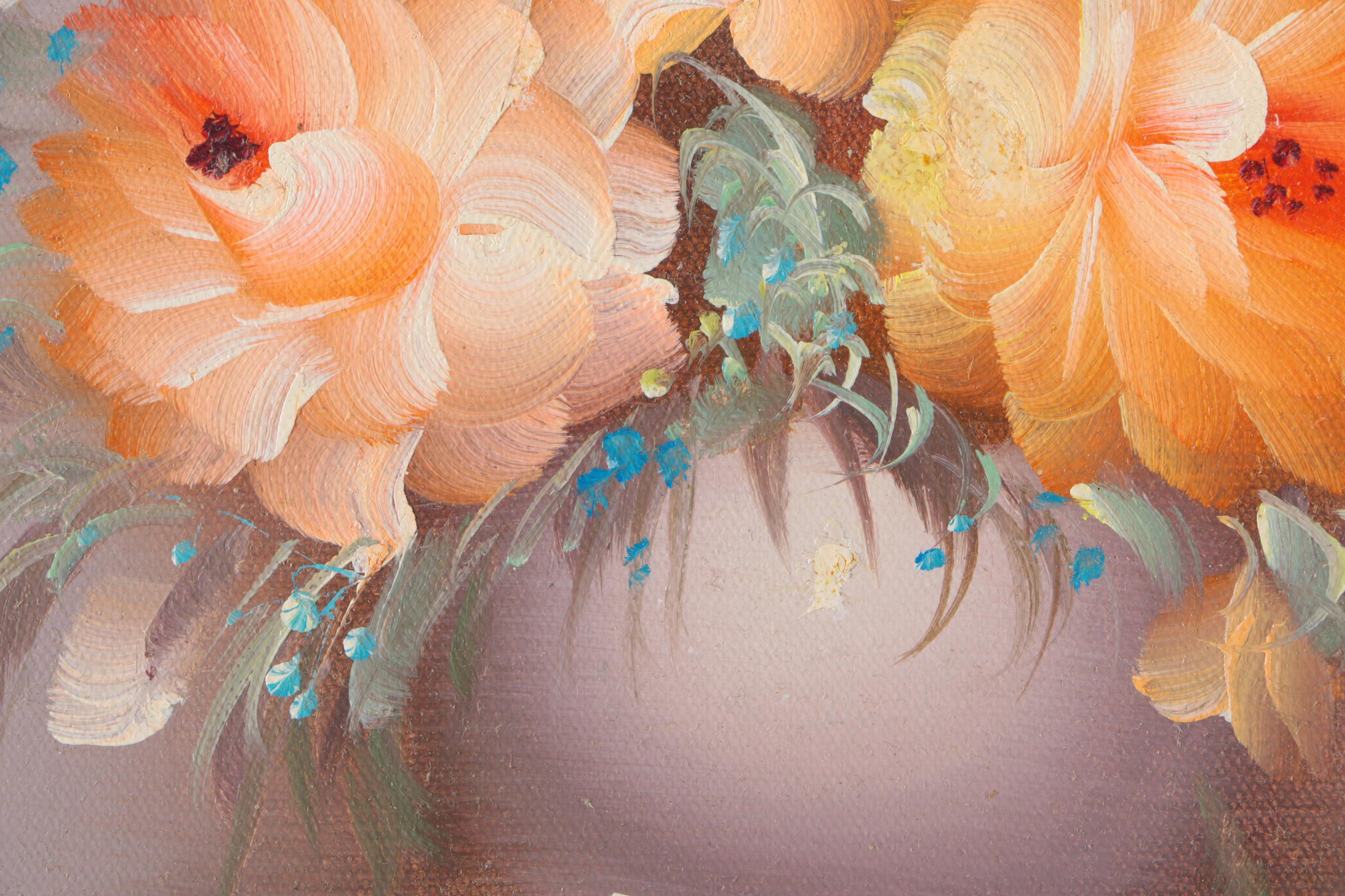 Framed Original Floral Oil Paintings on Canvas