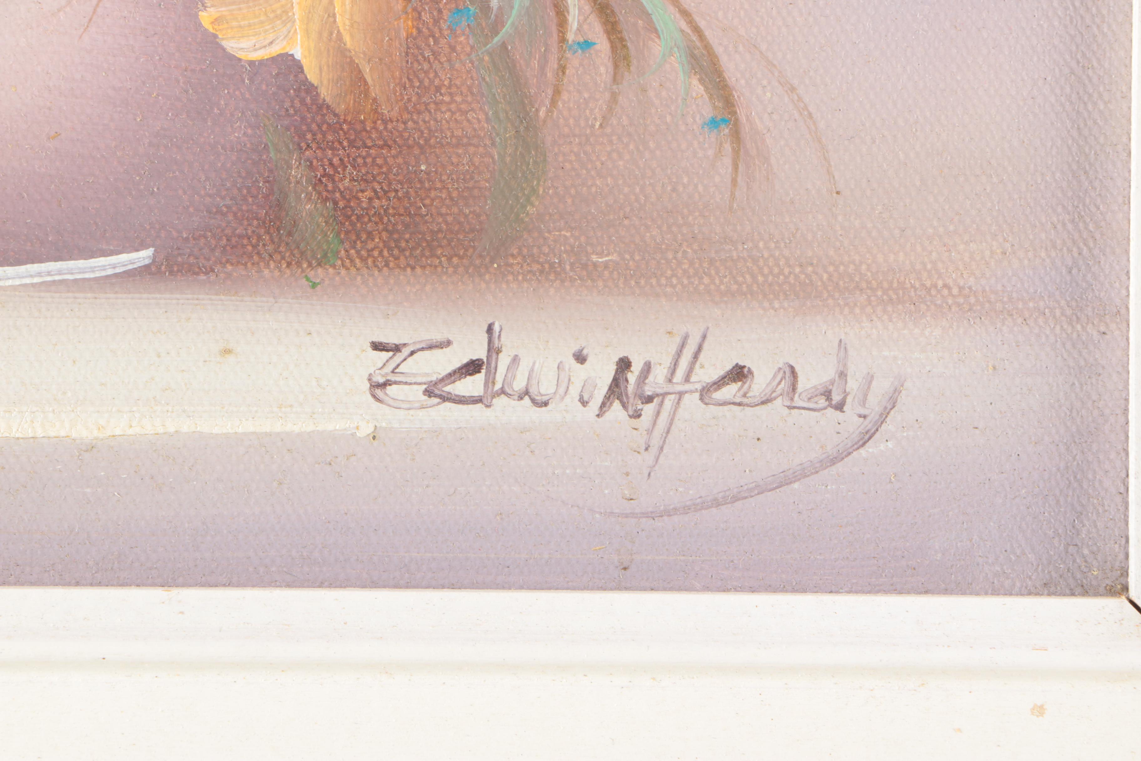 Framed Original Floral Oil Paintings on Canvas