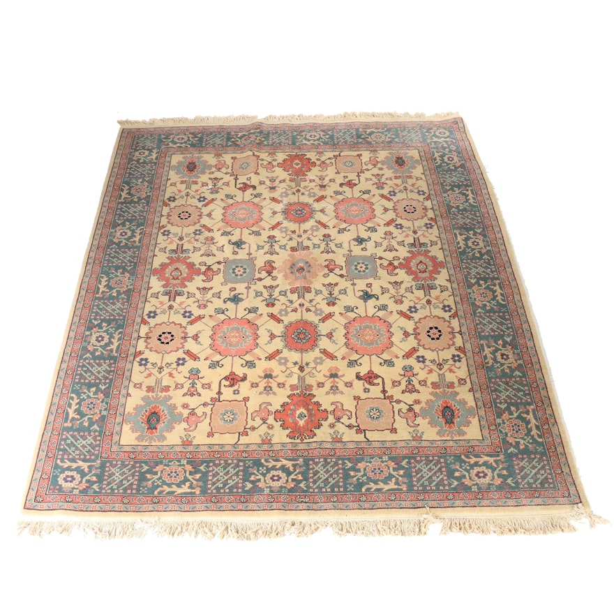 Hand-Knotted Sino-Oushak Area Rug