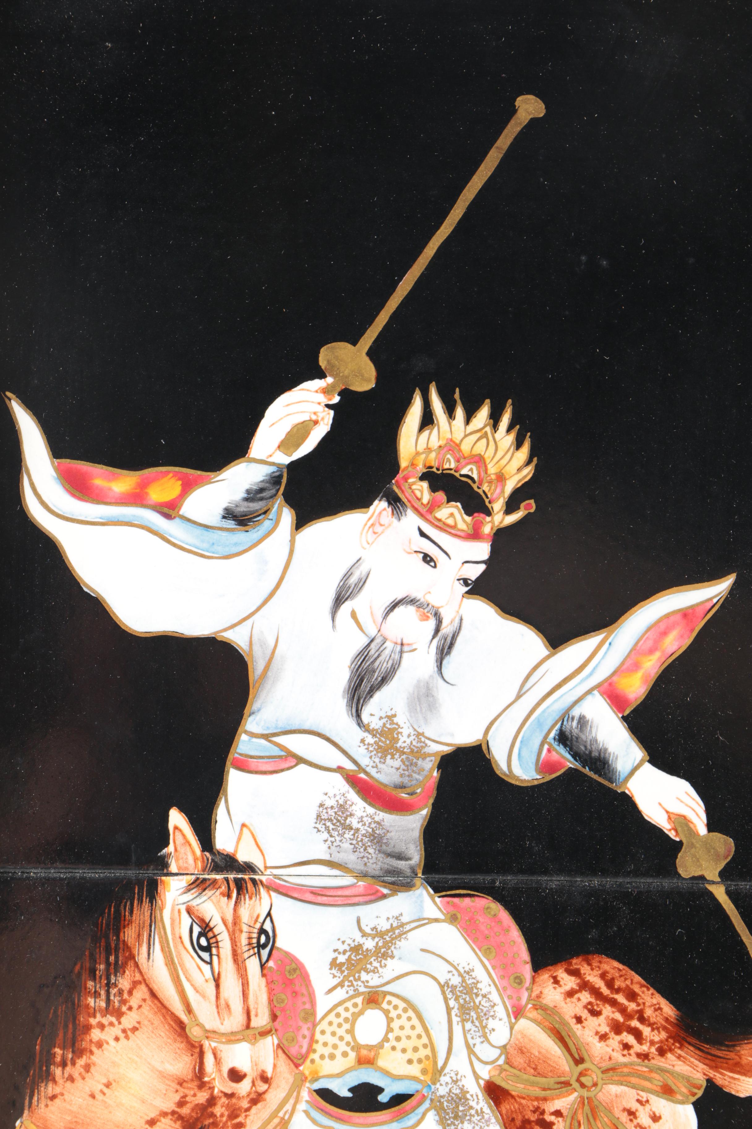 Lenwile Ardalt Hand Painted Tiles of Man on Horseback