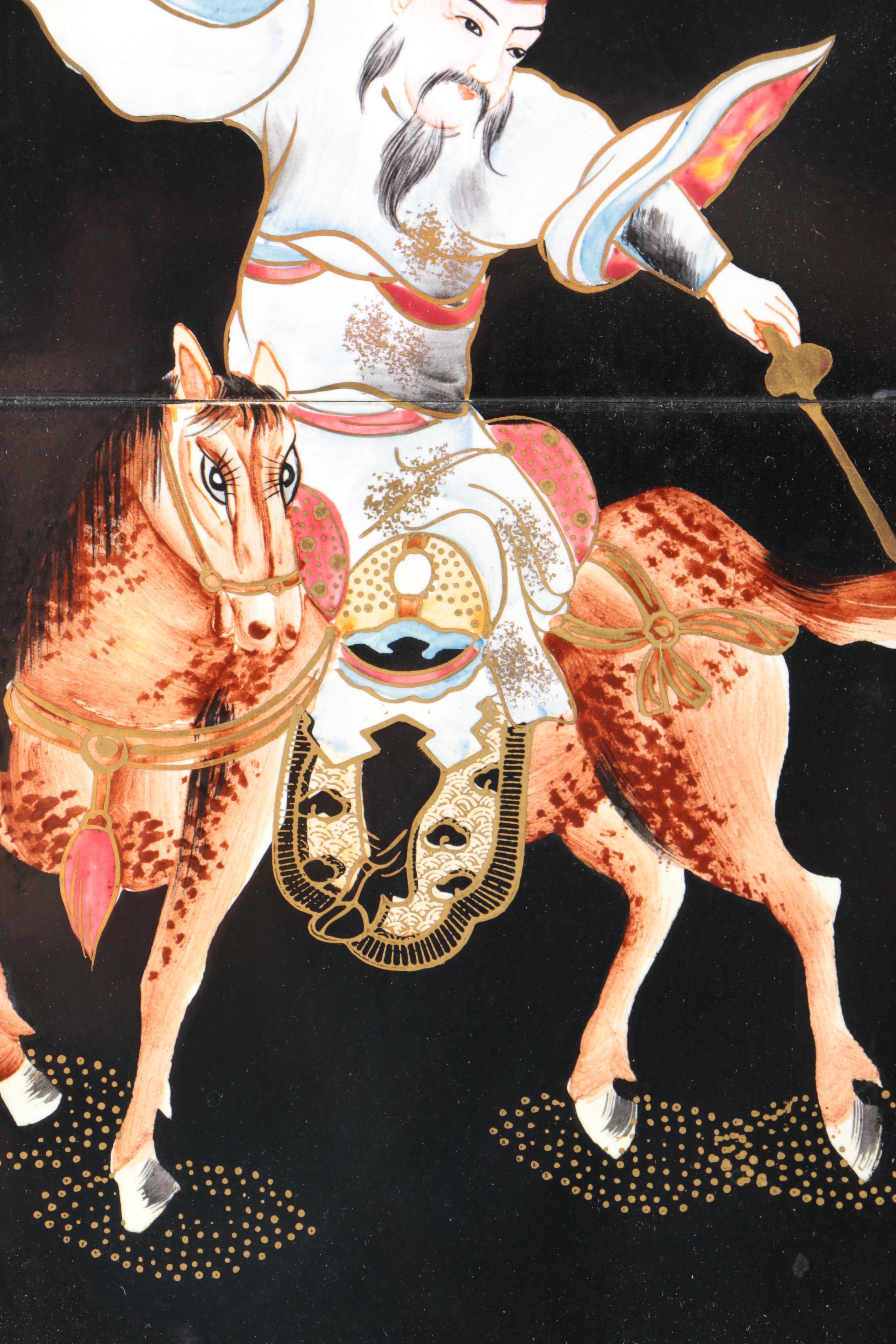 Lenwile Ardalt Hand Painted Tiles of Man on Horseback