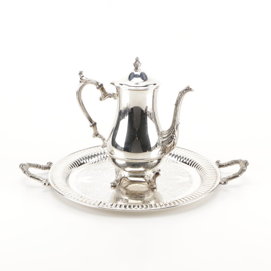 Silver Plate Coffee Pot and Tray Featuring Federal & Co.