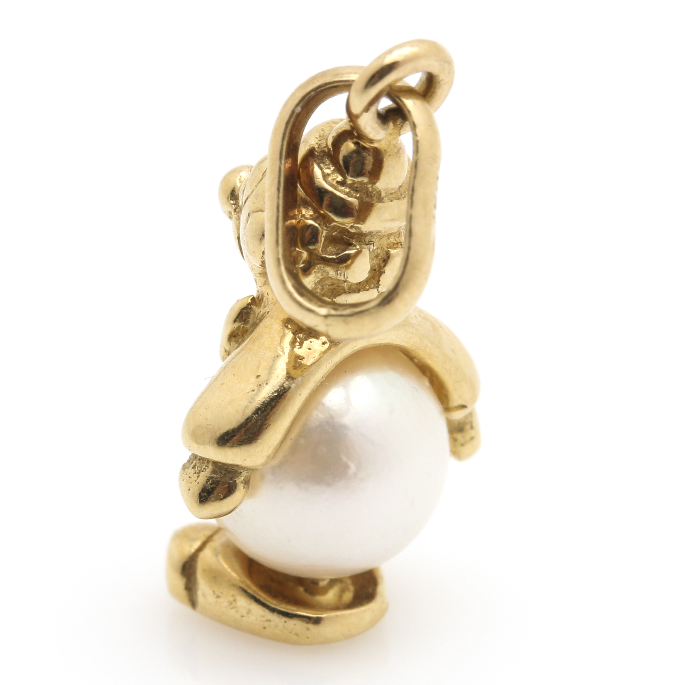 18K Yellow Gold Cultured Pearl Clown Pendant