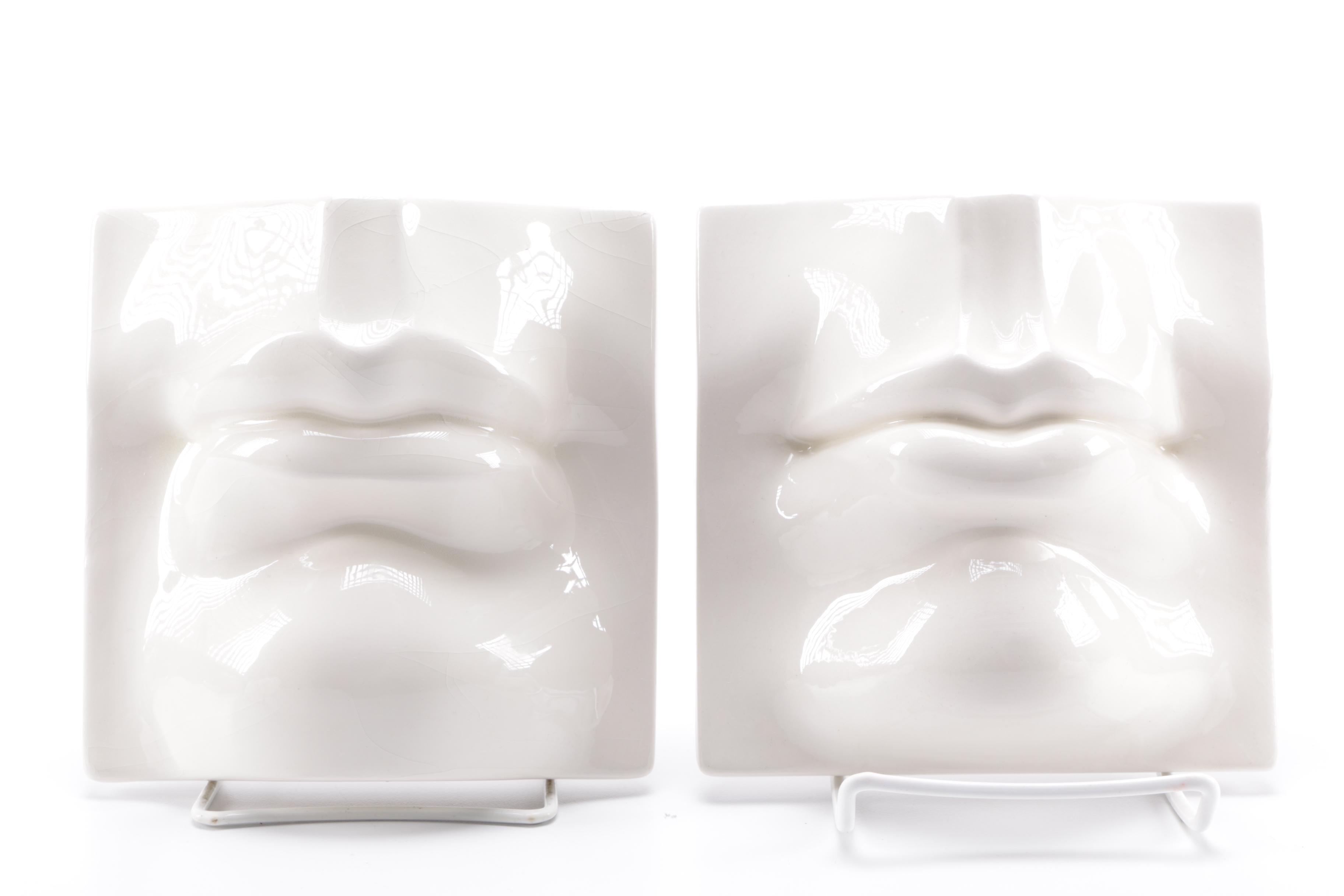 Vintage Ceramic Face and Hand Themed Wall Art