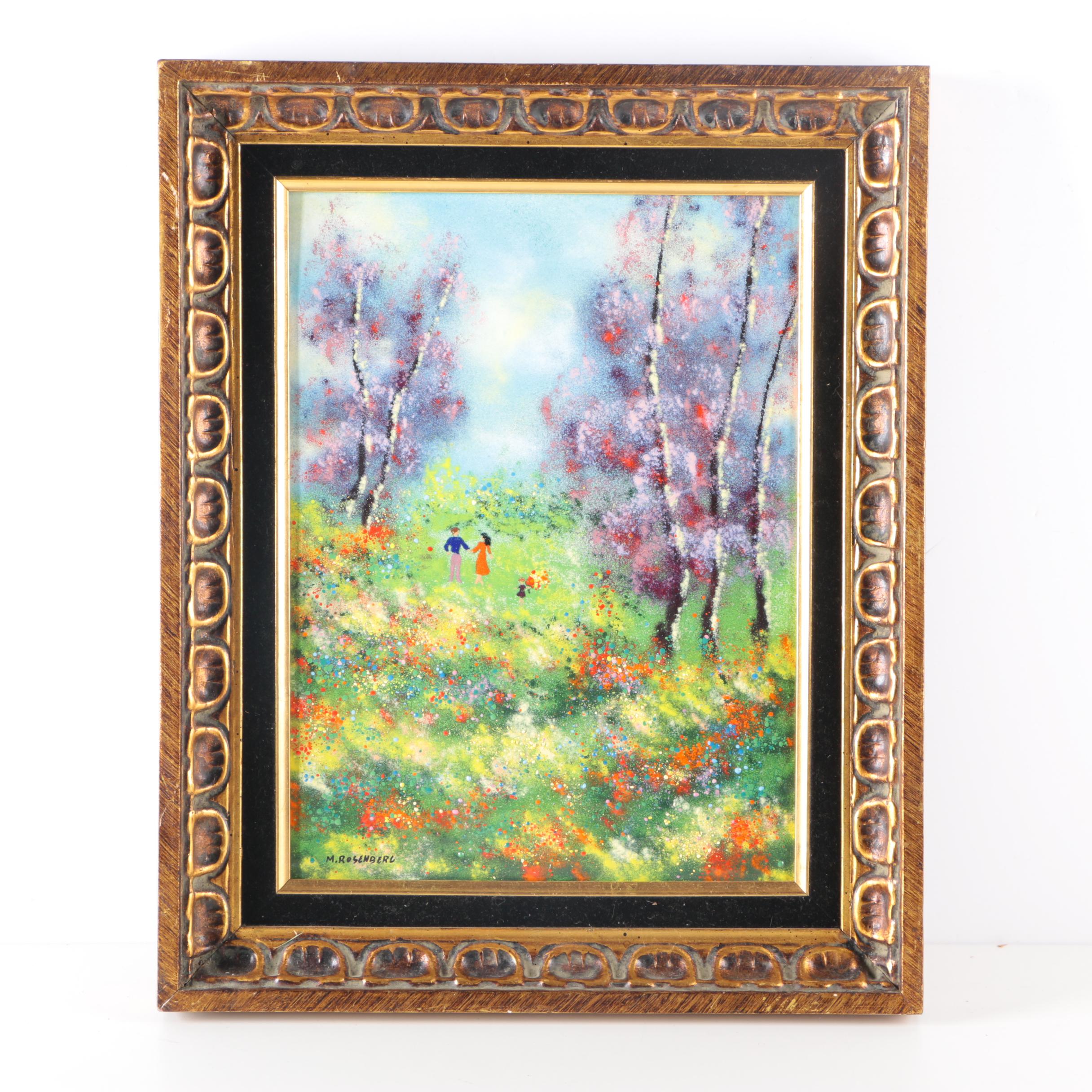 M. Rosenberg Enamel on Copper Landscape Painting