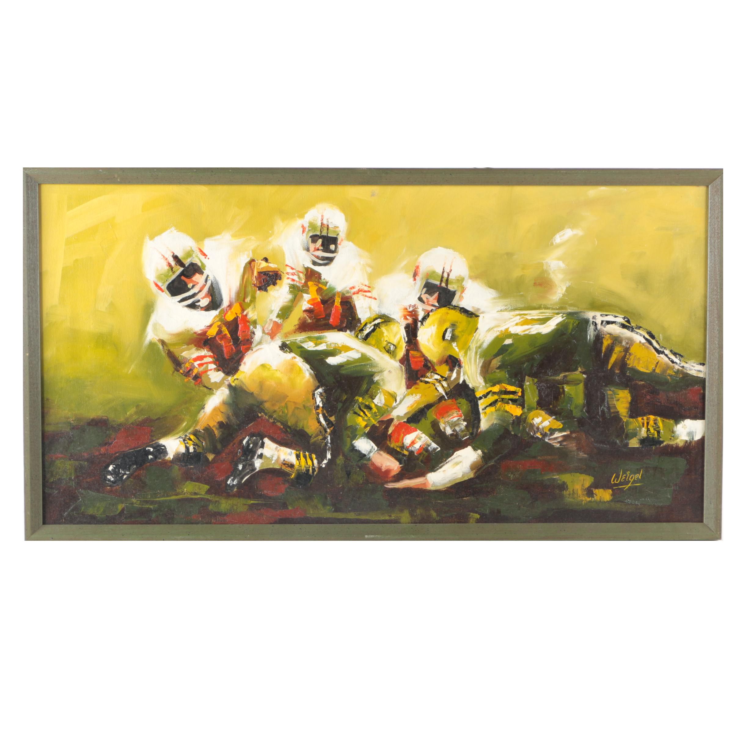 Weigel Oil Painting on Canvas "Fumble Recovery"