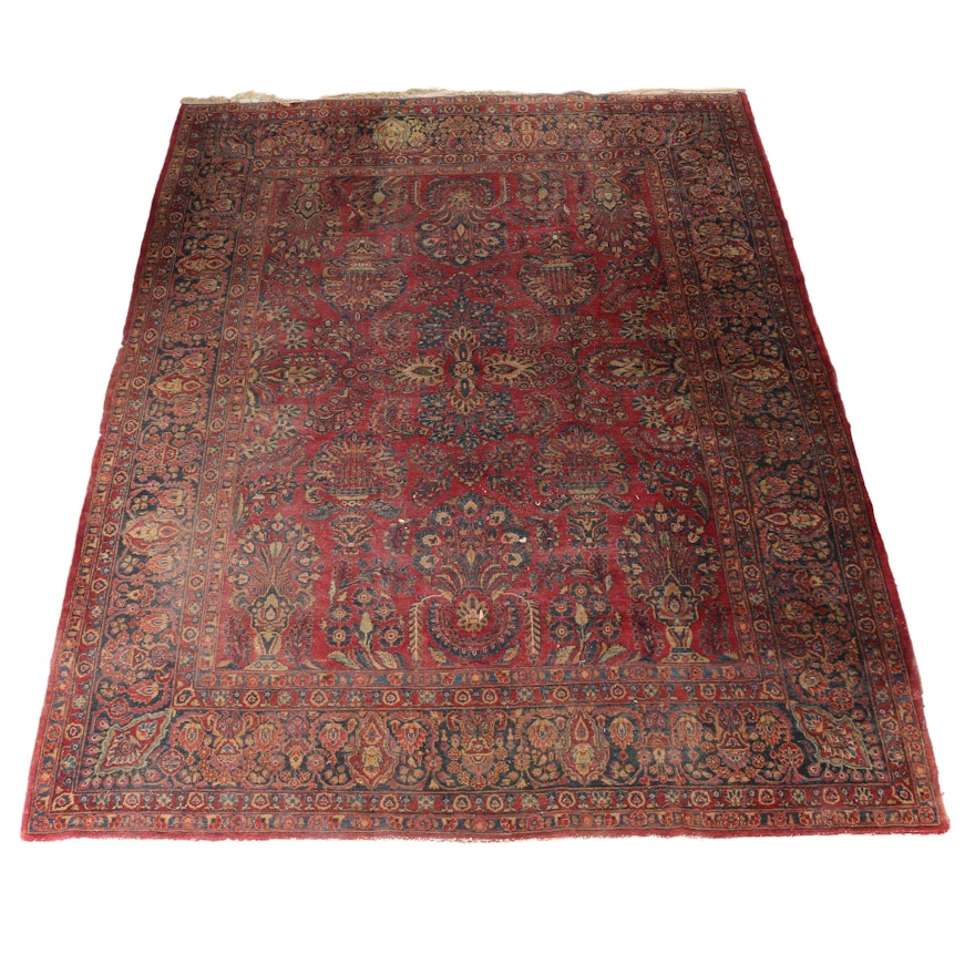 Semi-Antique Hand-Knotted Sarouk Area Rug