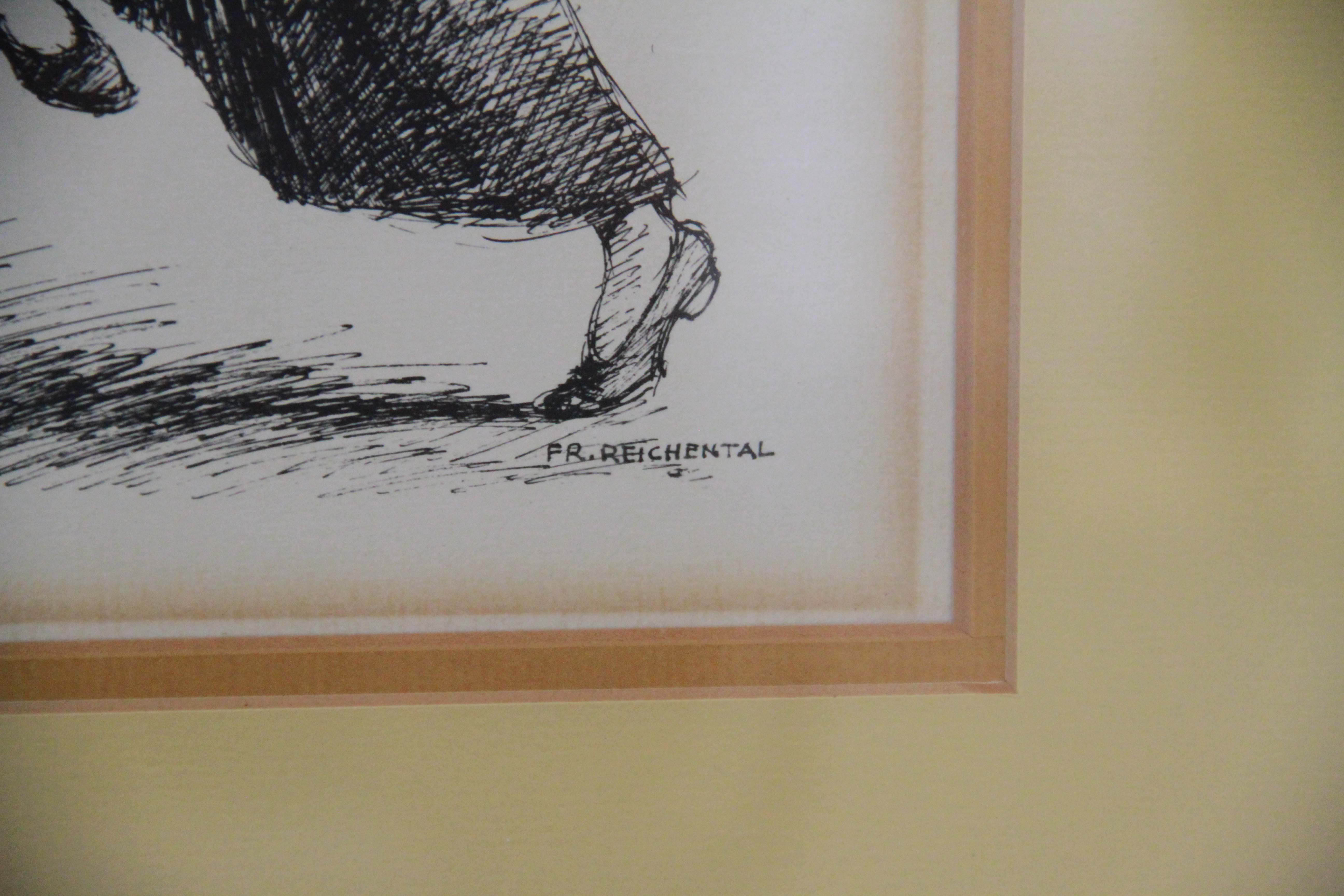 Fr. Reichental Ink Drawing on Paper