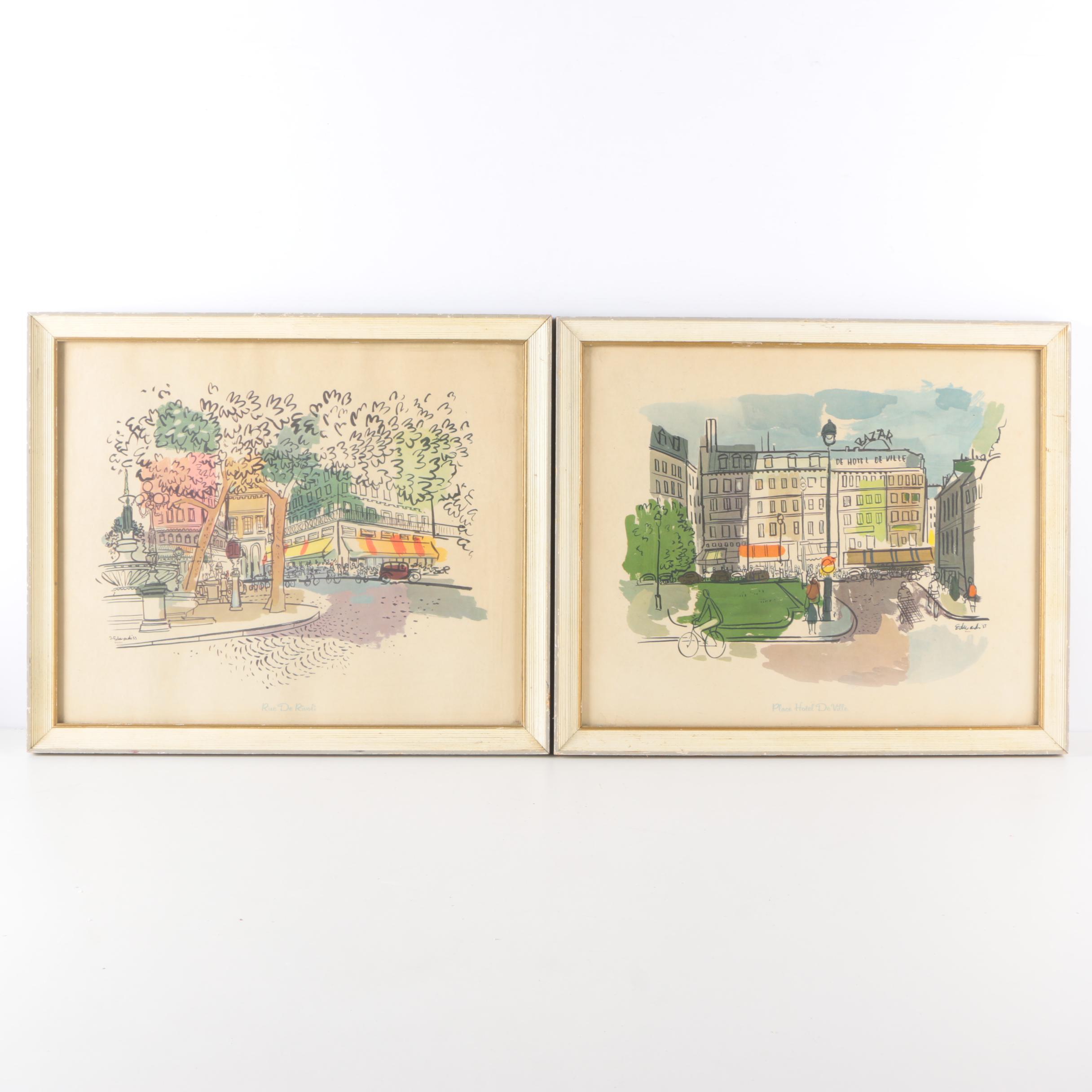 Offset Lithographs after J. Edwards of Paris Scenery
