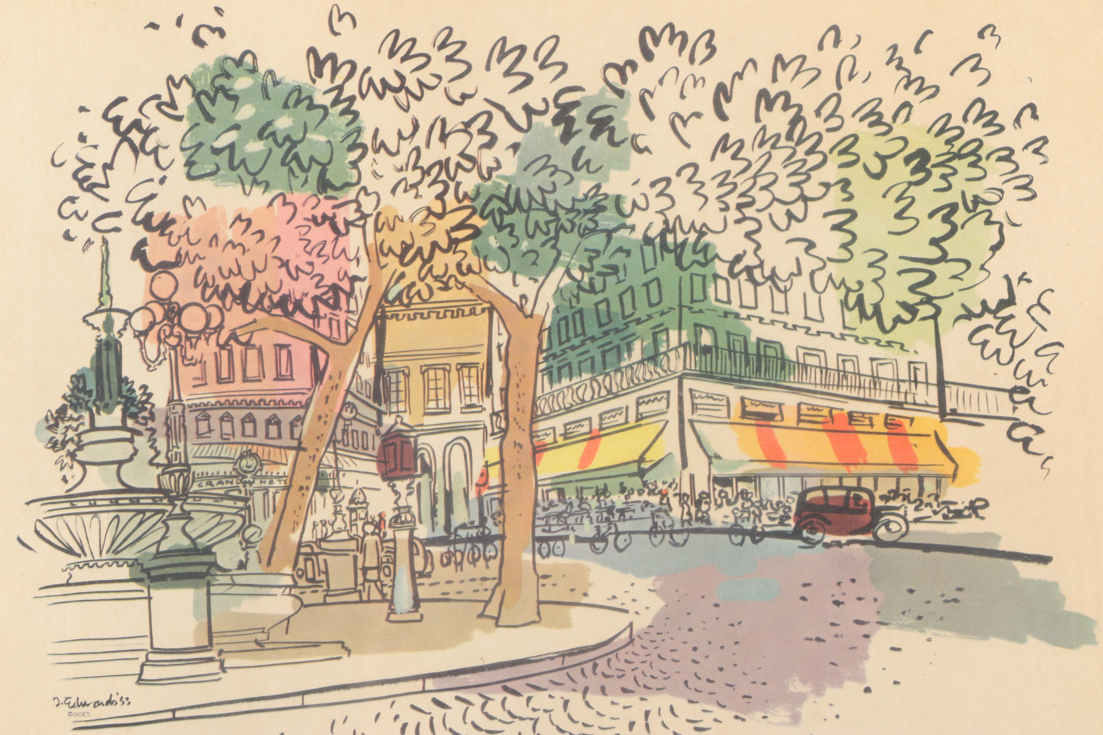 Offset Lithographs after J. Edwards of Paris Scenery