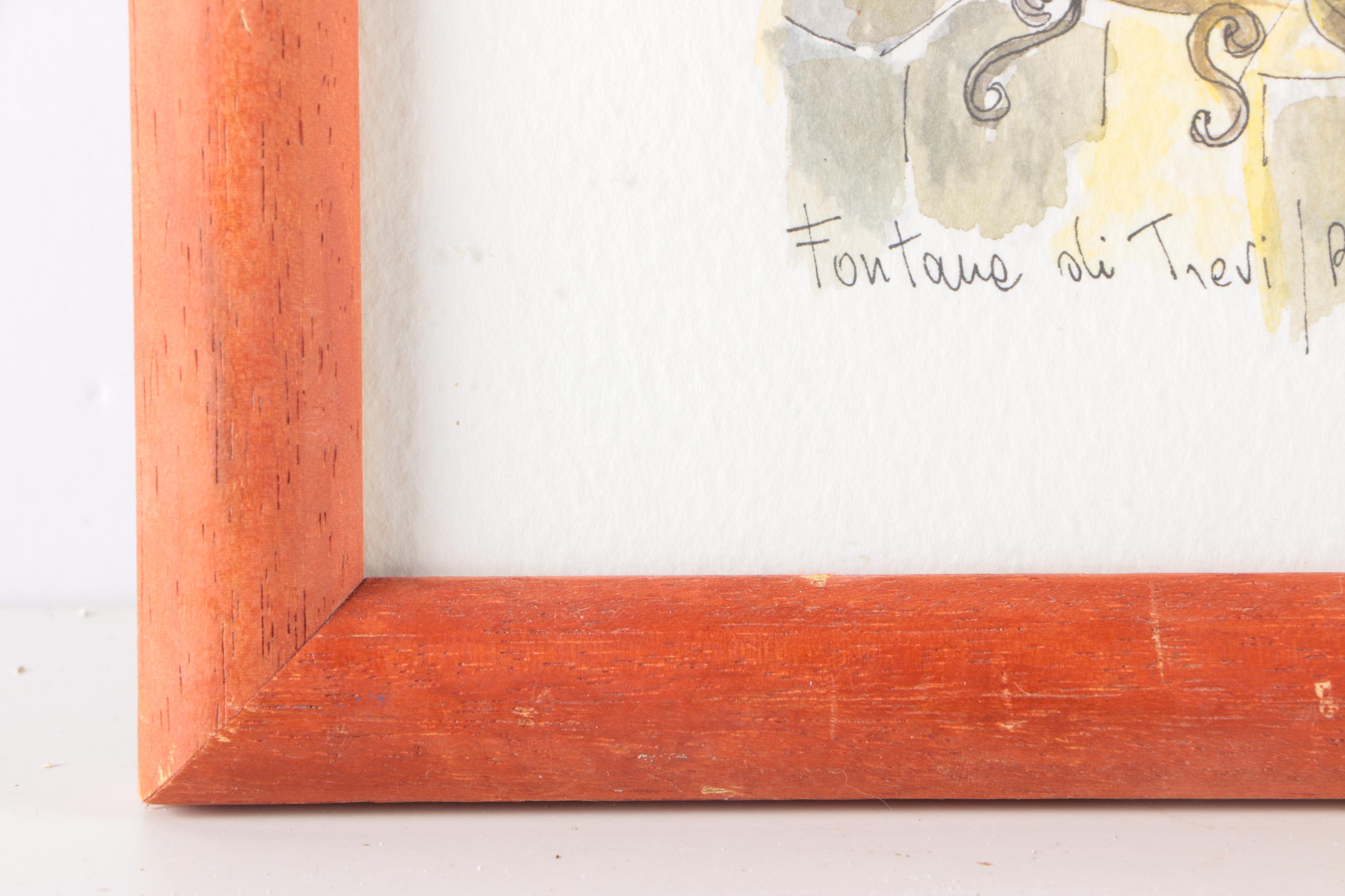 2001 Lora Williams Ink and Watercolor "Fontana di Trevi, Roma"