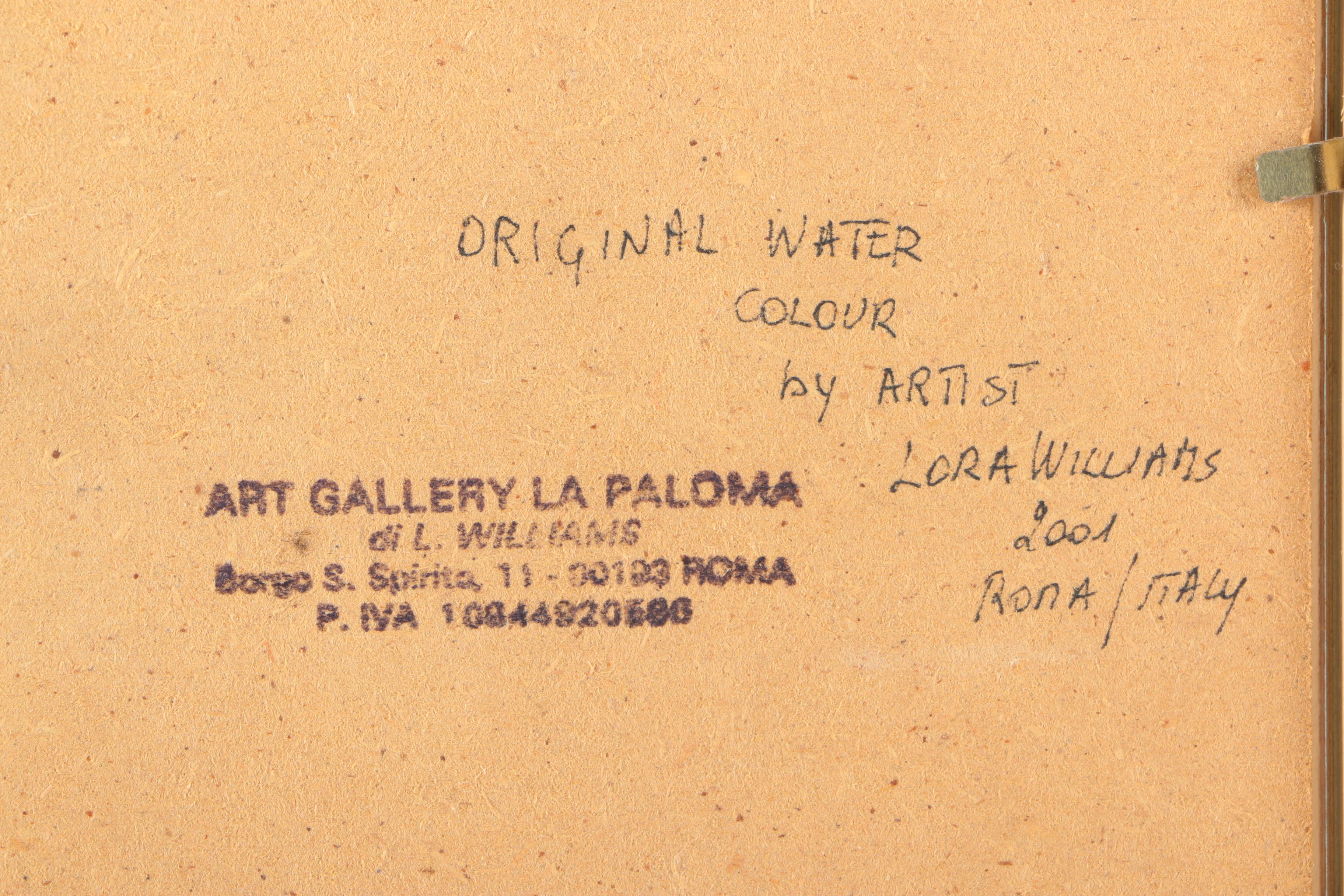 2001 Lora Williams Ink and Watercolor "Fontana di Trevi, Roma"