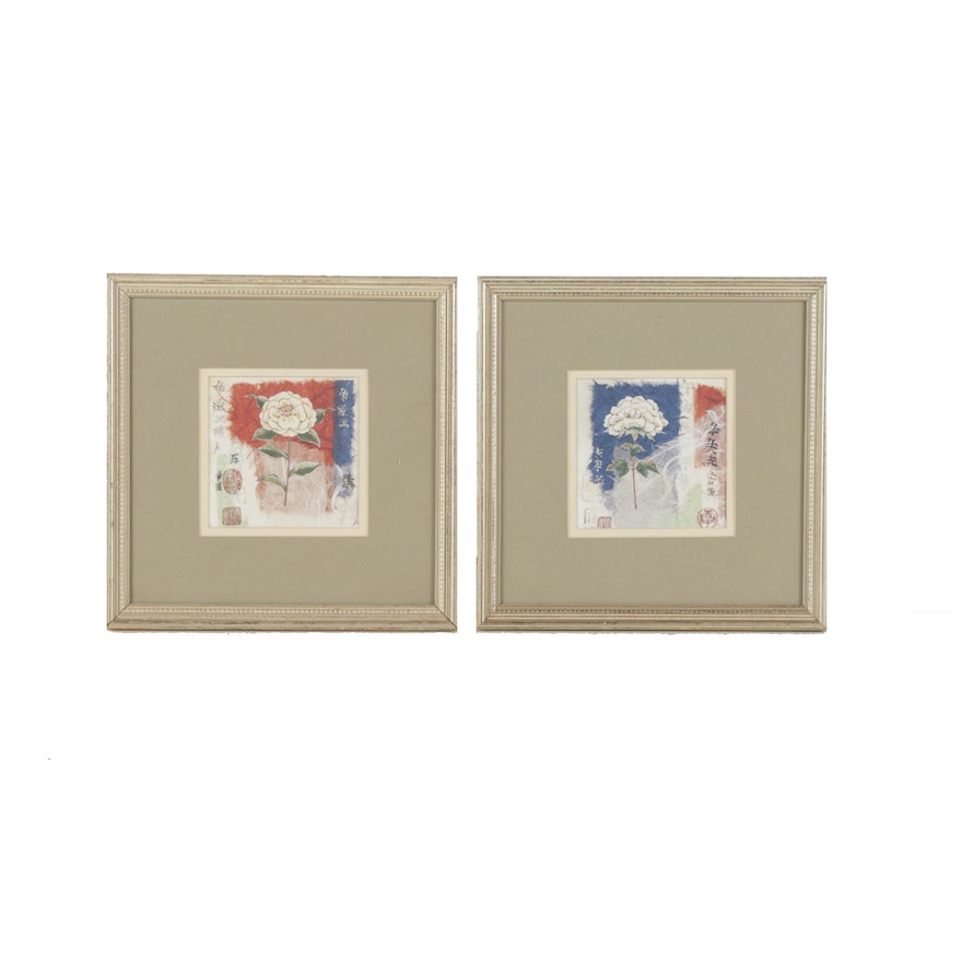 Pair of Offset Lithographs on Paper of Chrysanthemums