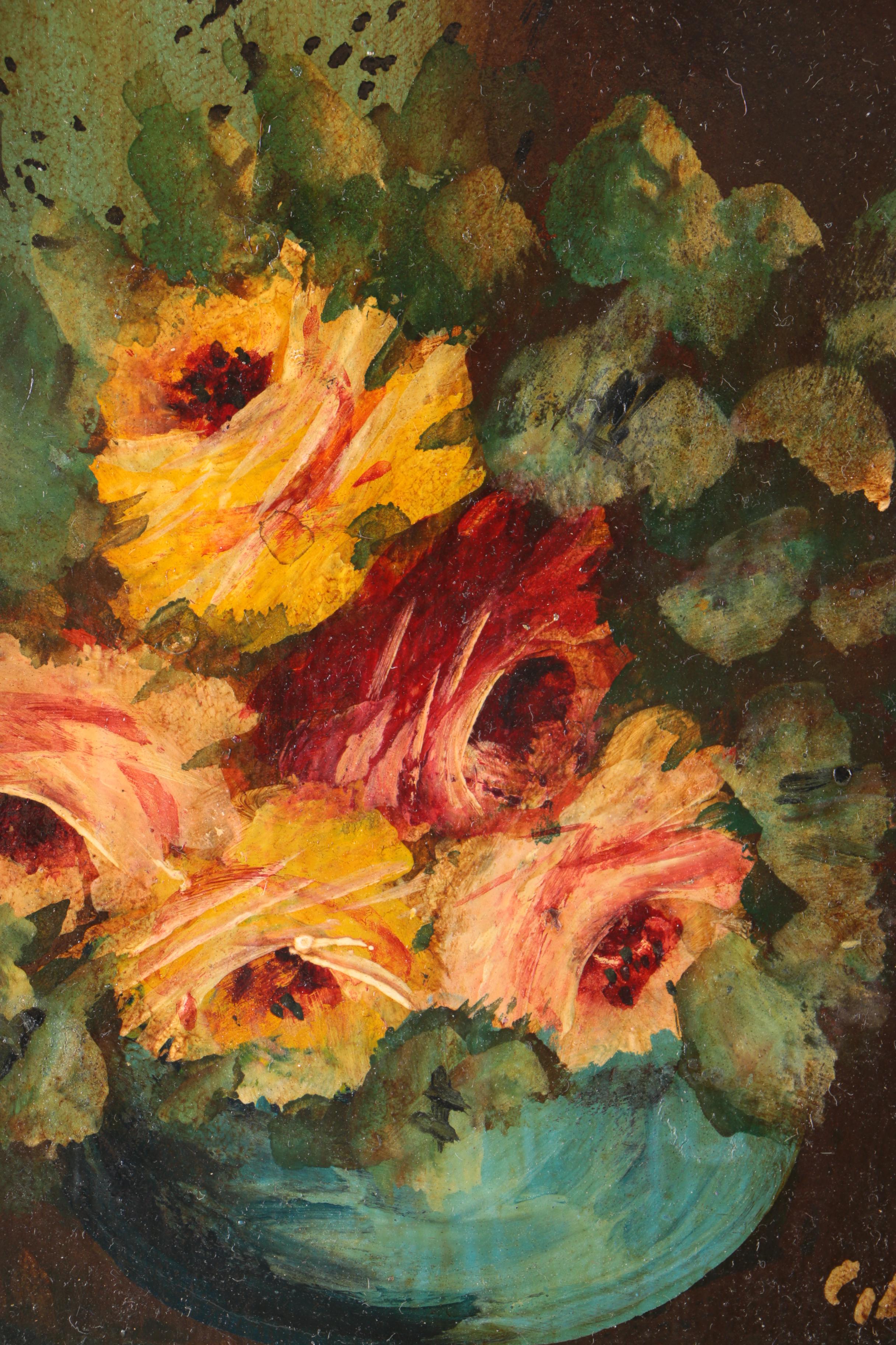 Oil Paintings on Board of Garden Roses