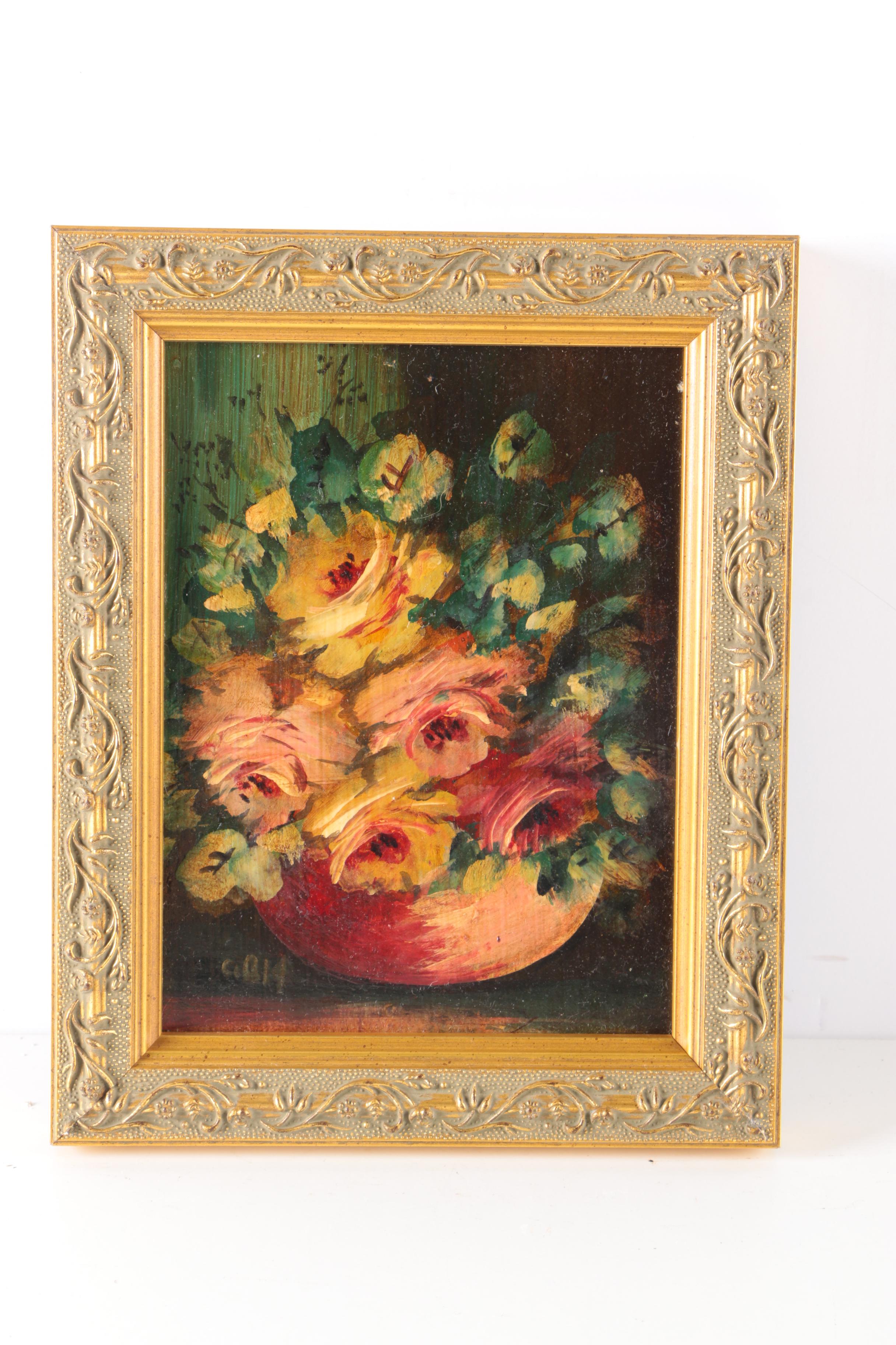 Oil Paintings on Board of Garden Roses