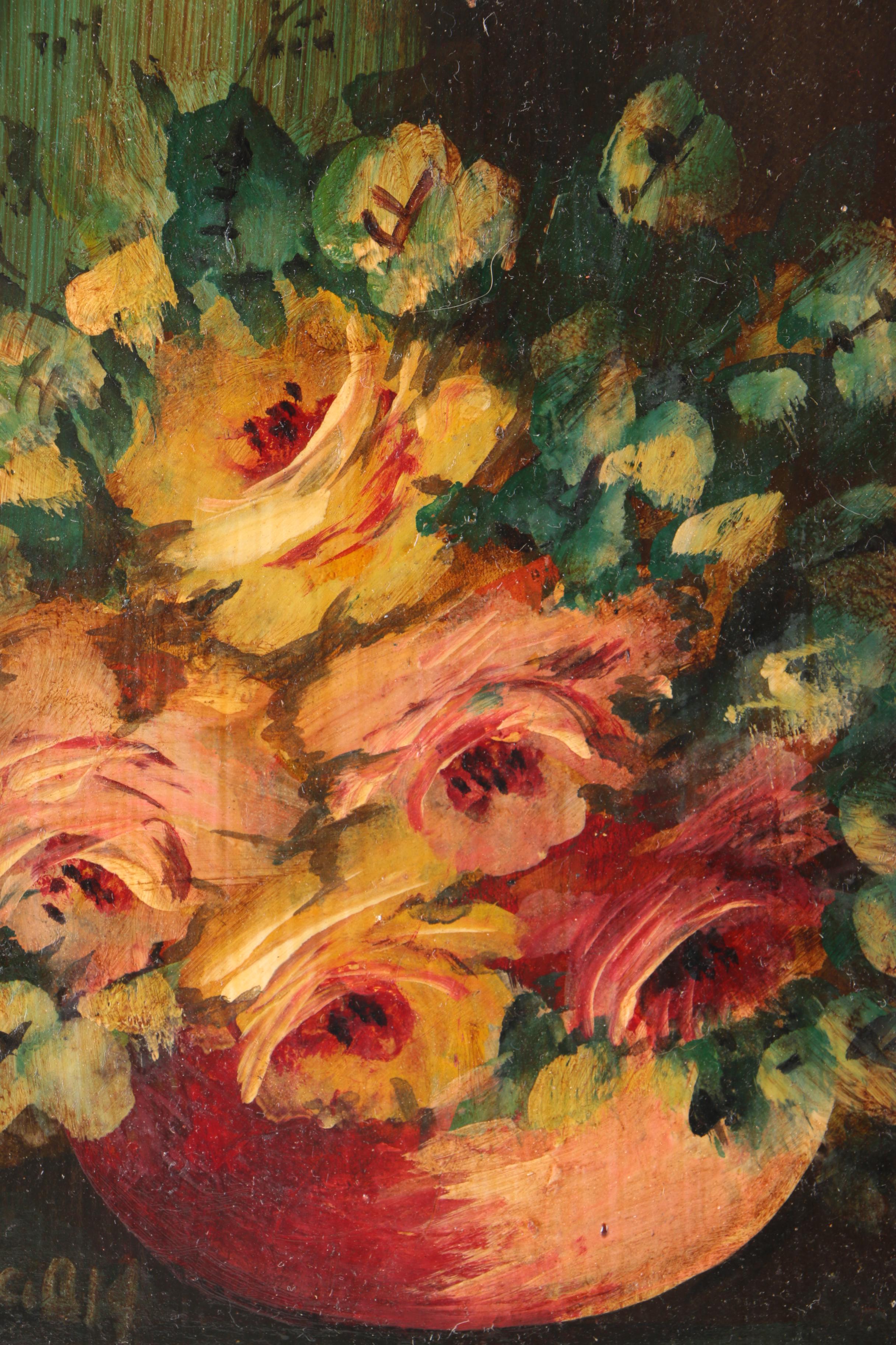 Oil Paintings on Board of Garden Roses