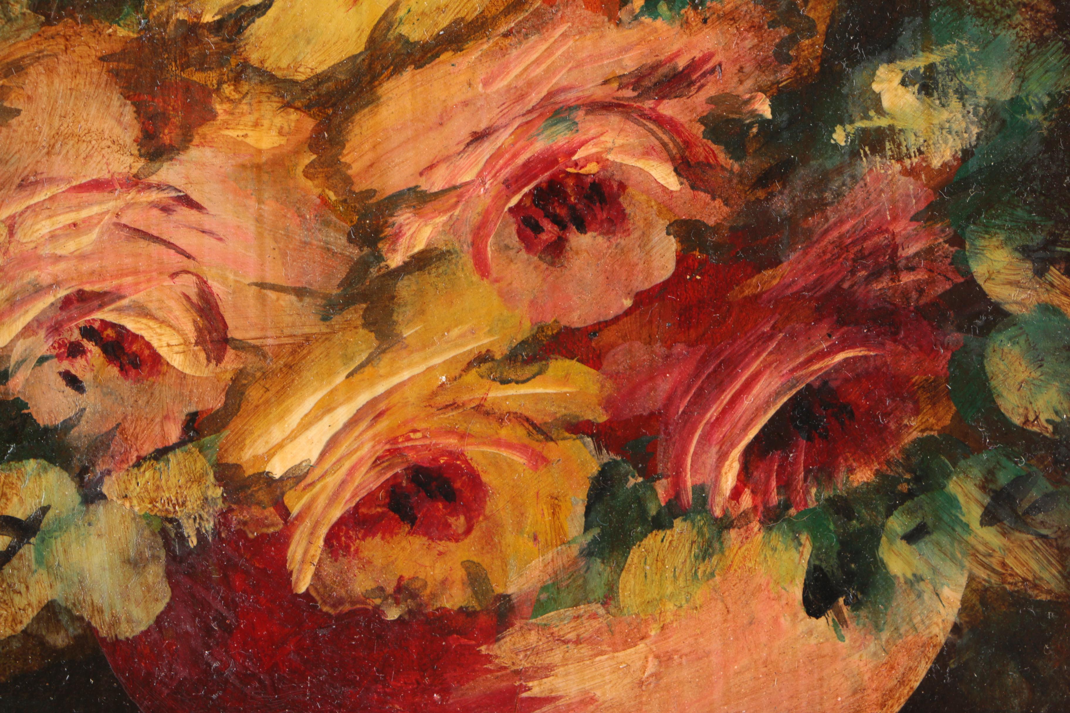 Oil Paintings on Board of Garden Roses