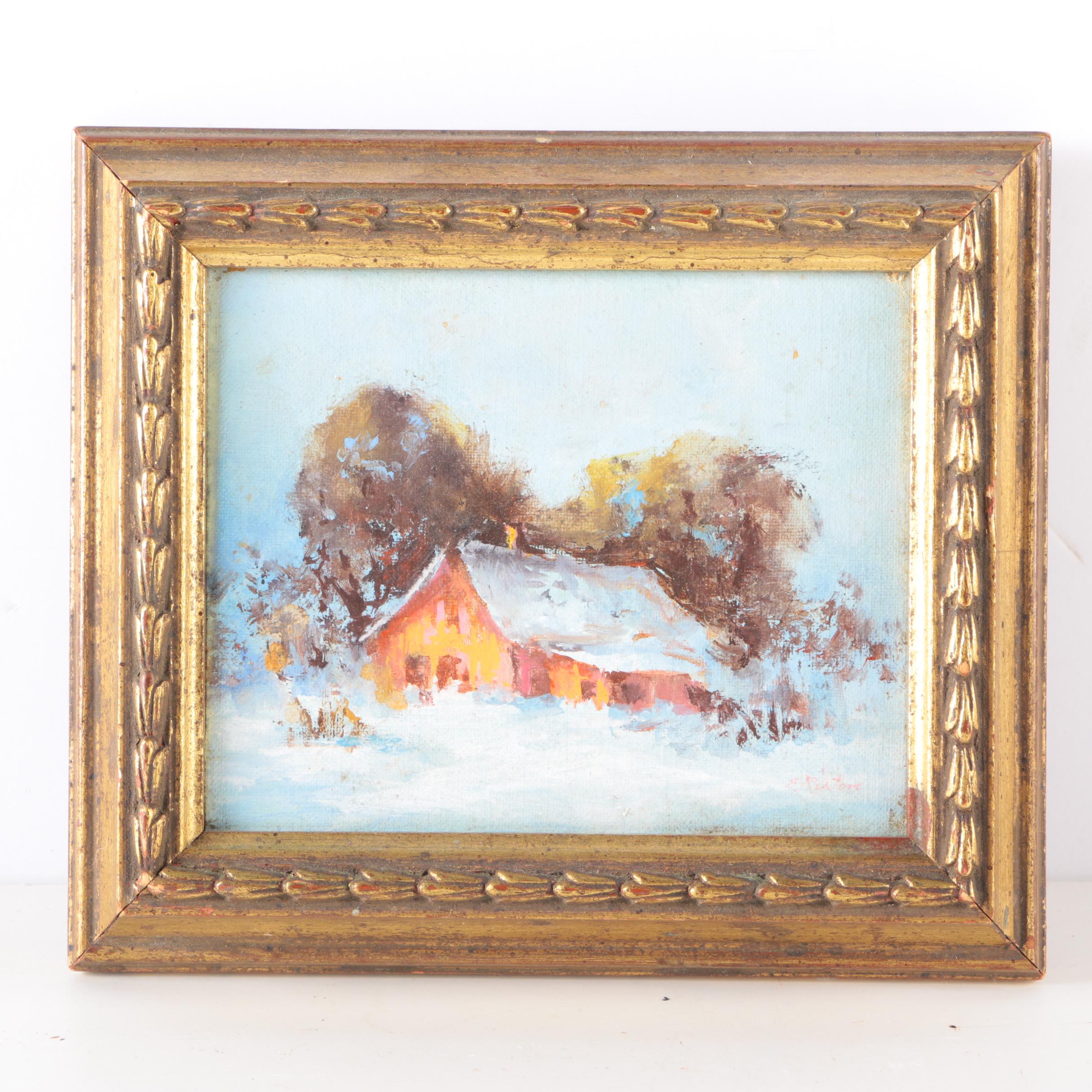 Oil Painting of Winter Landscape