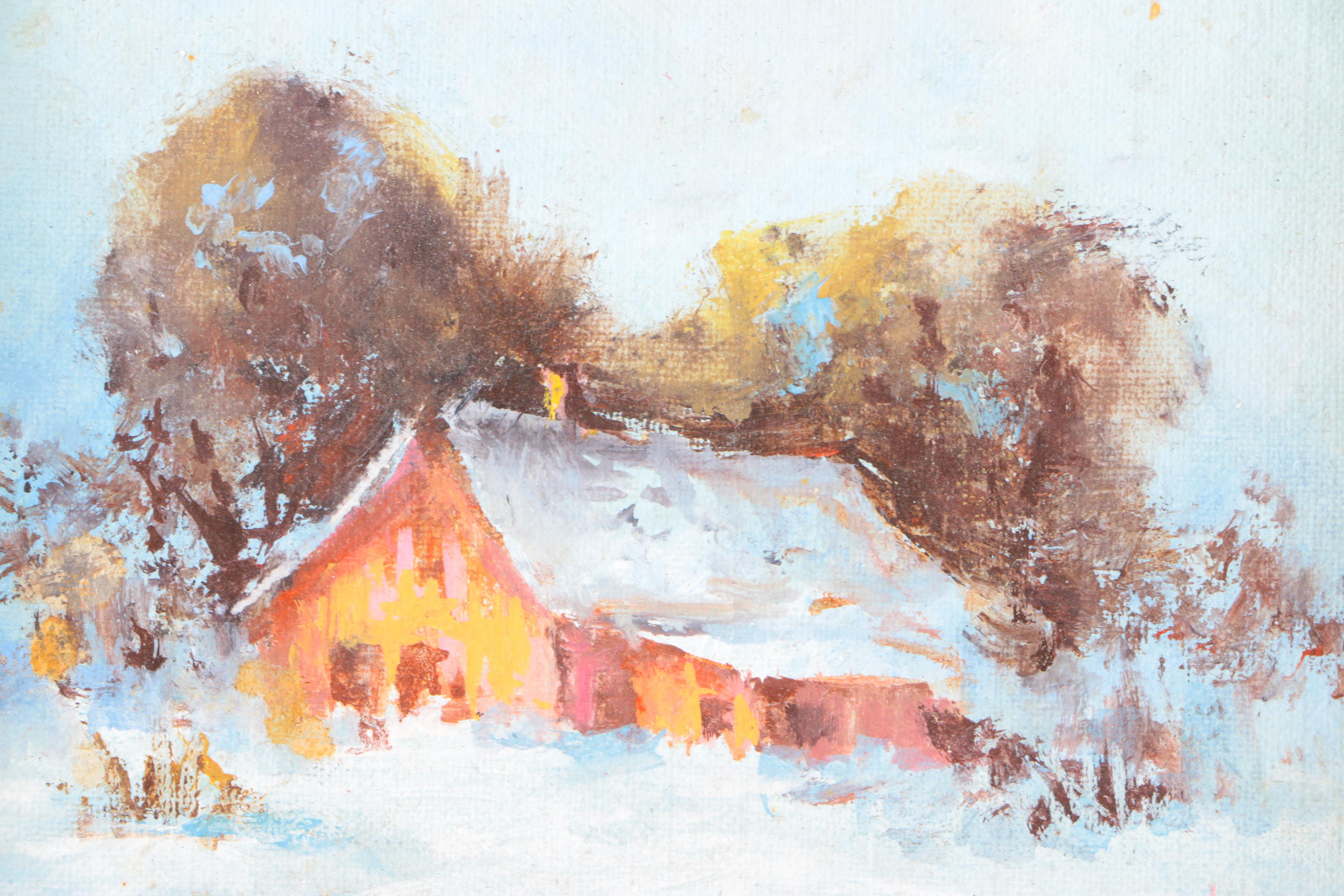 Oil Painting of Winter Landscape