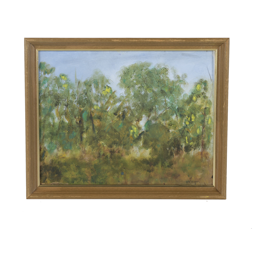Vargas Oil Painting on Canvas Panel of Woodland Landscape